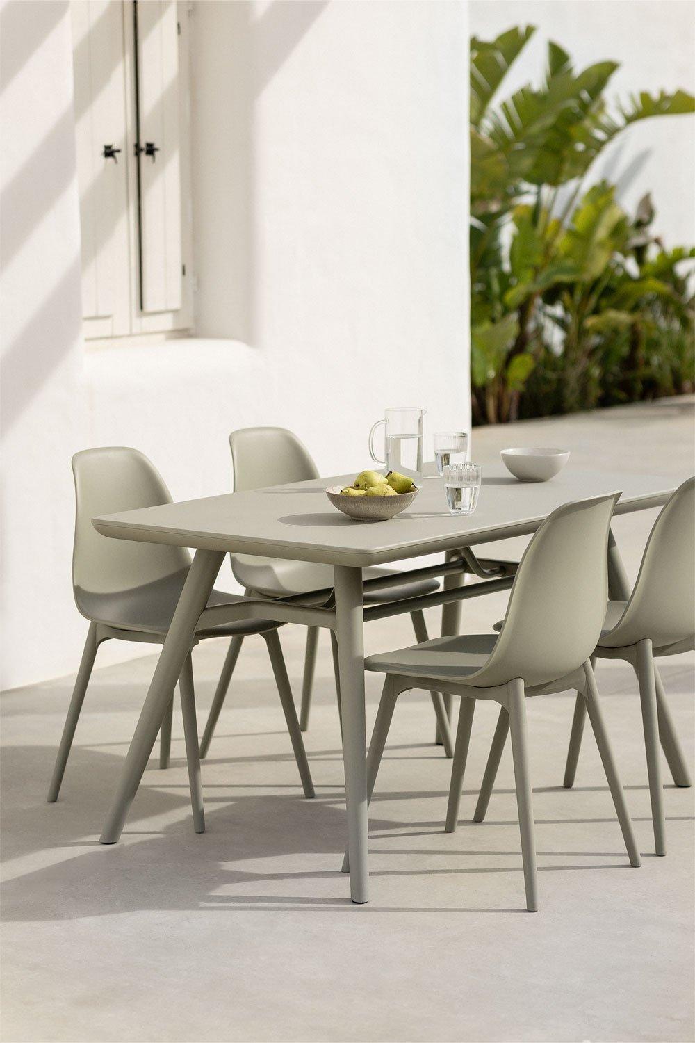 sklum Ensemble table rectangulaire 135x80 cm et 4 chaises de jardin en polyéthylène Scand