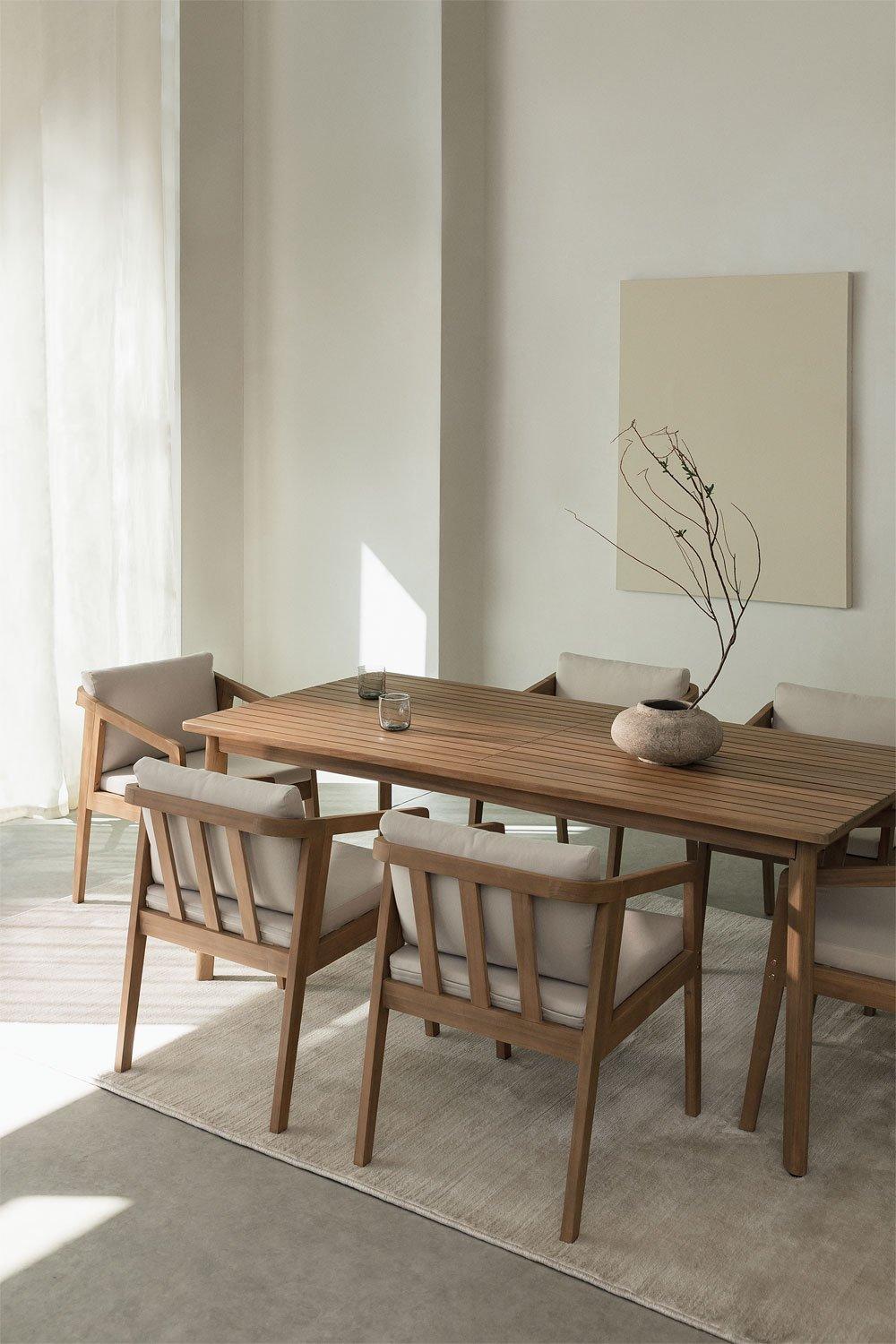 sklum Ensemble table rectangulaire (180x90 cm) et 6 chaises de salle à manger en bois d'acacia Kaela
