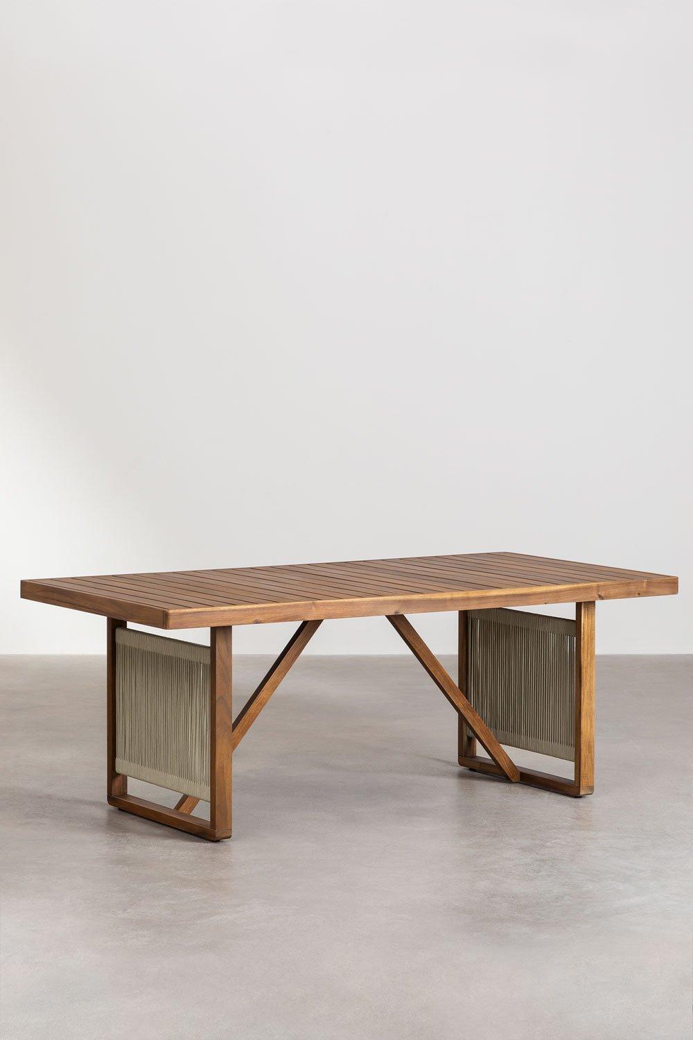 Sklum Ensemble Table Rectangulaire (200x100 Cm) Et 6 Chaises De Salle à Manger Avec Accoudoirs En Bois D'acacia Nayely