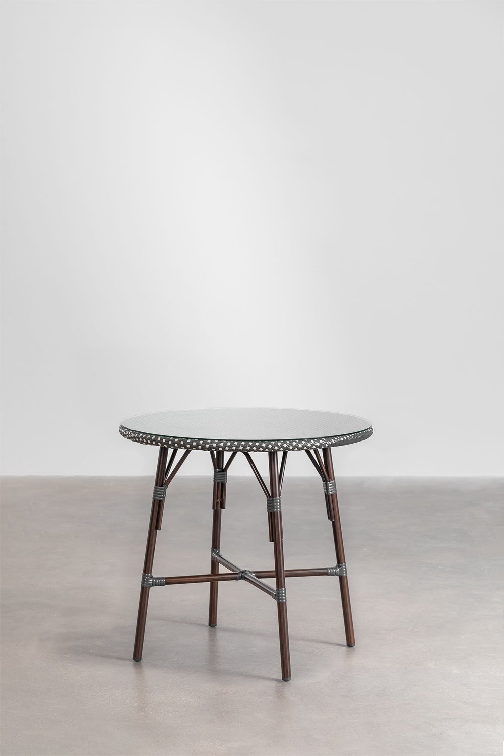 Sklum Ensemble Table Ronde Brielle Bistro Ø80 Cm Et 2 Chaises Empilables En Textilène Et Aluminium Brielle Bistro Classic