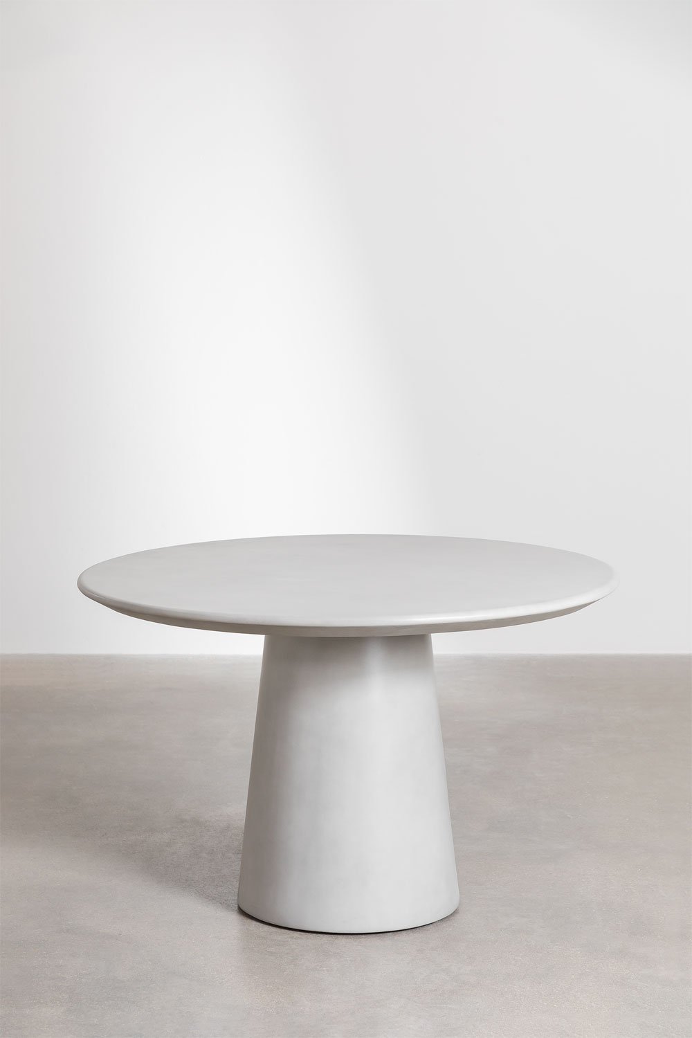 Sklum Ensemble Table Ronde En Ciment Noemi (Ø120 Cm) Et 6 Chaises De Salle à Manger Rembourrées En Bois Amieva