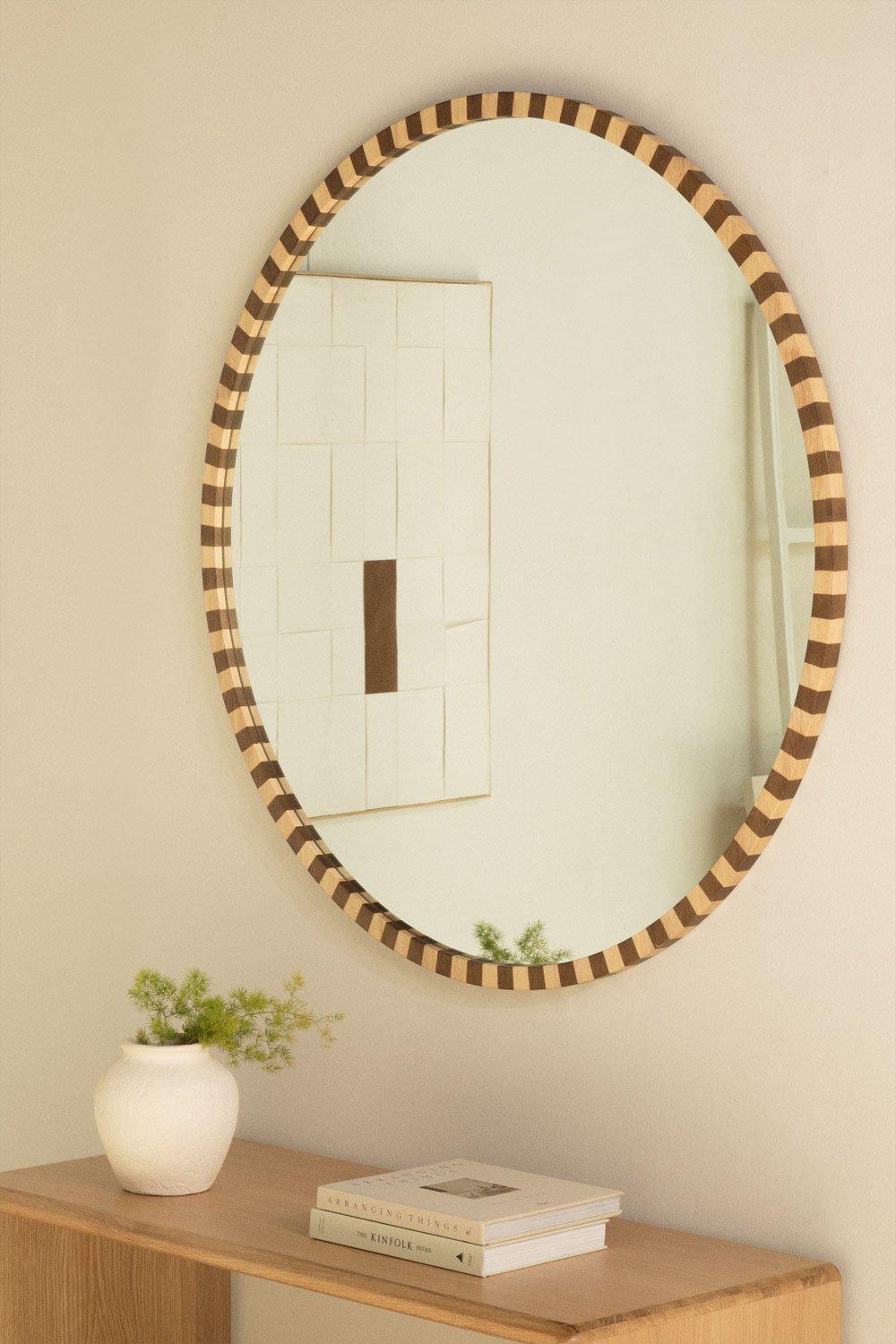 sklum Espejo de pared redondo en madera de roble (Ø110 cm) Sapeira