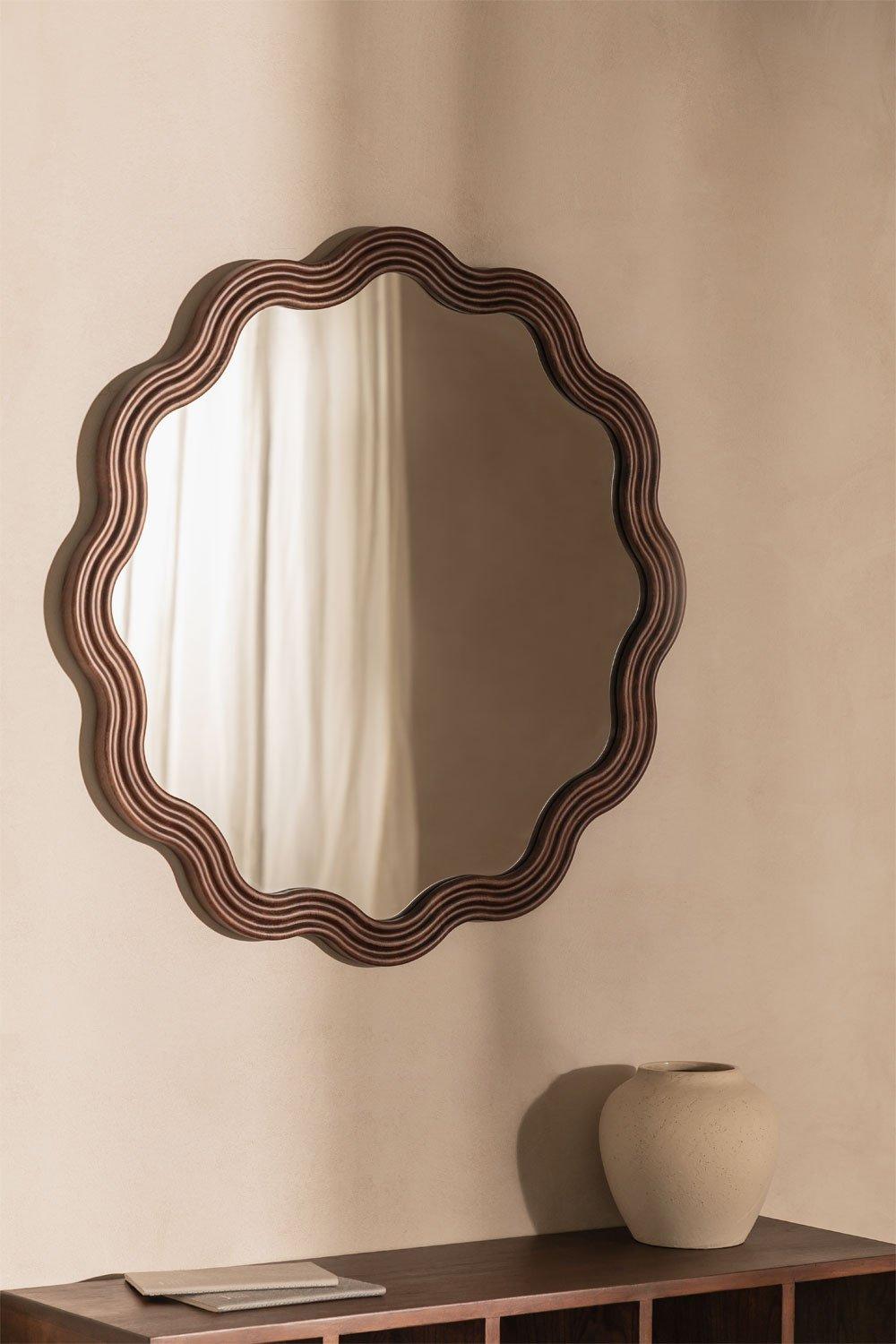 sklum Espejo de pared redondo en madera de roble (Ø80 cm) Luesia