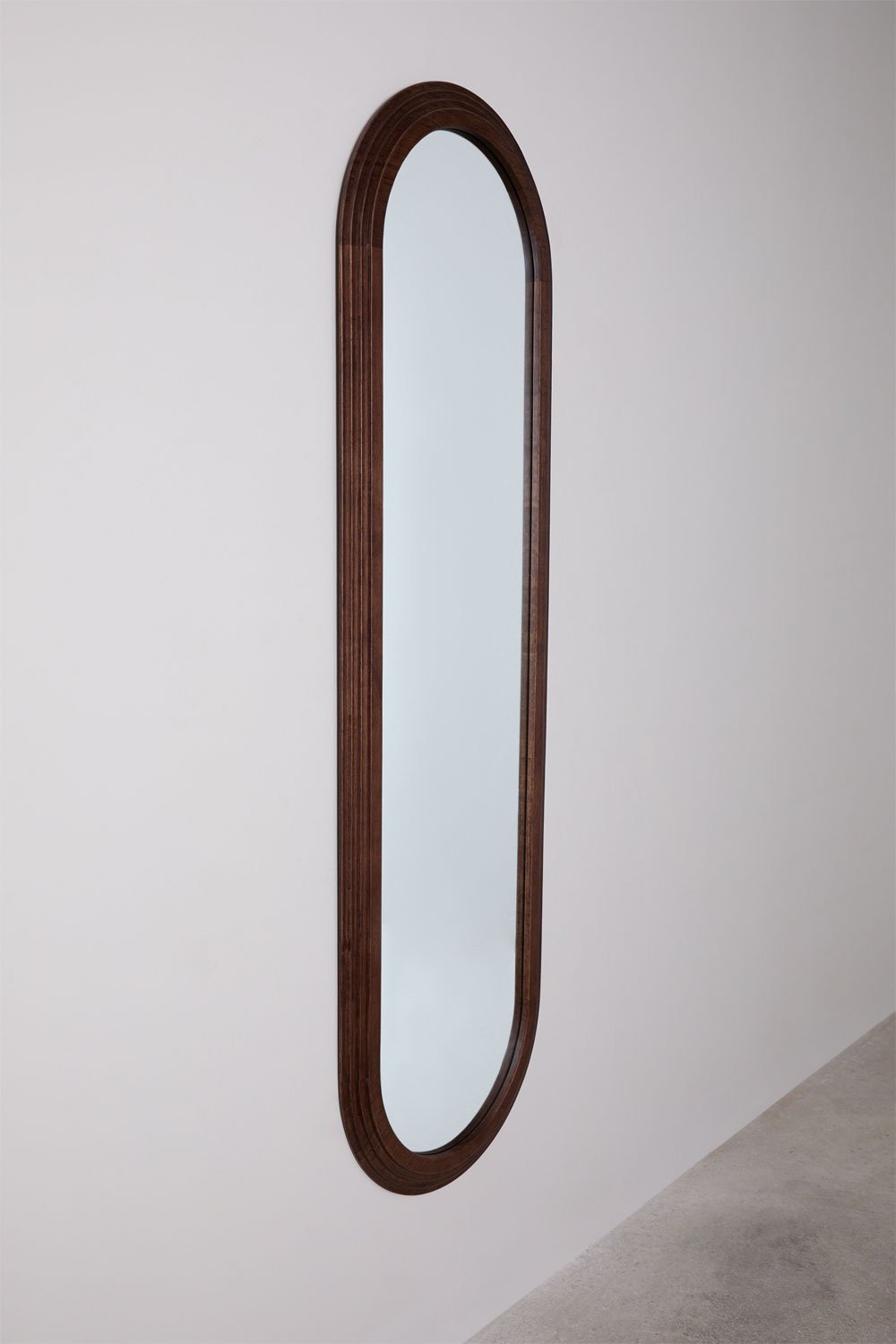 Sklum Espelho De Parede Oval Em Madeira De Carvalho (50x165 Cm) Munar