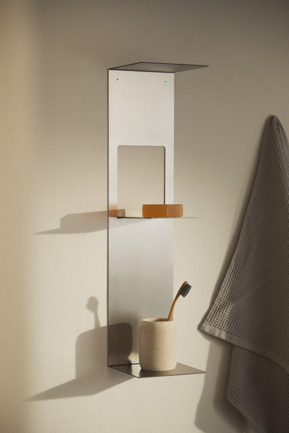 sklum Estantería de 3 baldas en acero cepillado Panya