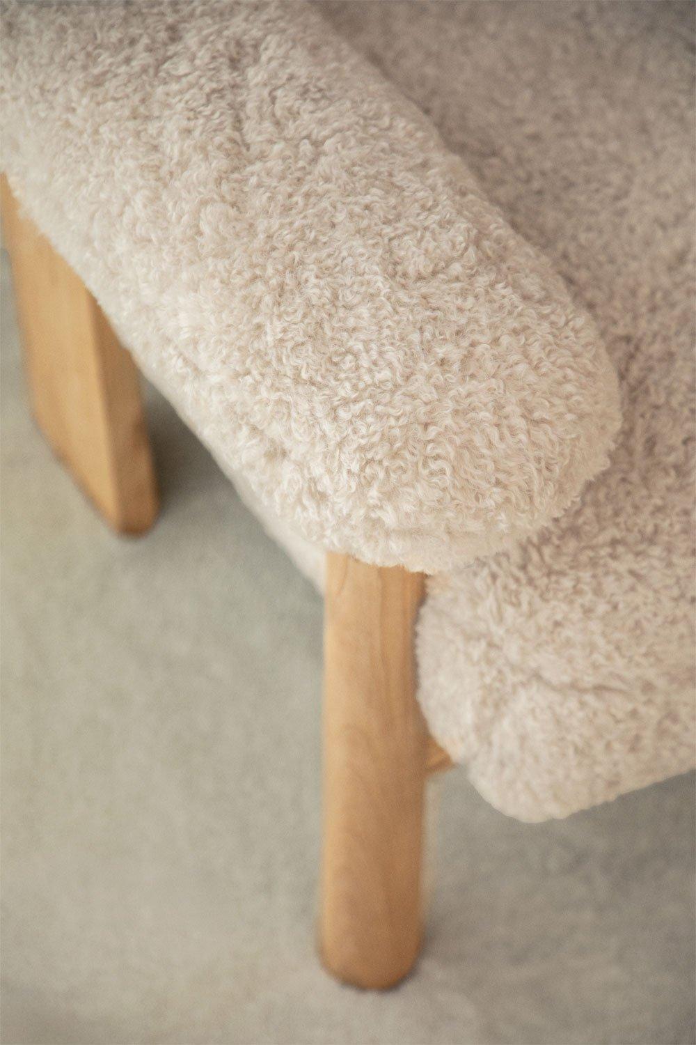 Sklum Fauteuil Bernia Avec Repose-pieds En Peau De Mouton Et Bois De Frêne
