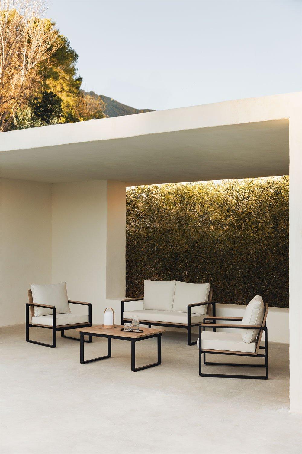 Sklum Fauteuil De Jardin En Aluminium Et Bois D'acacia Giselle