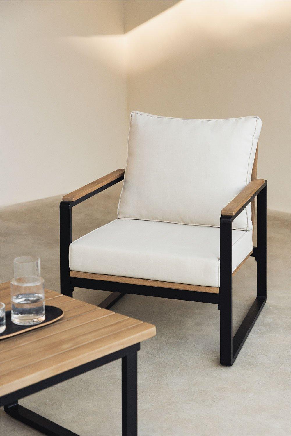 sklum Fauteuil de jardin en aluminium et bois d'acacia Giselle