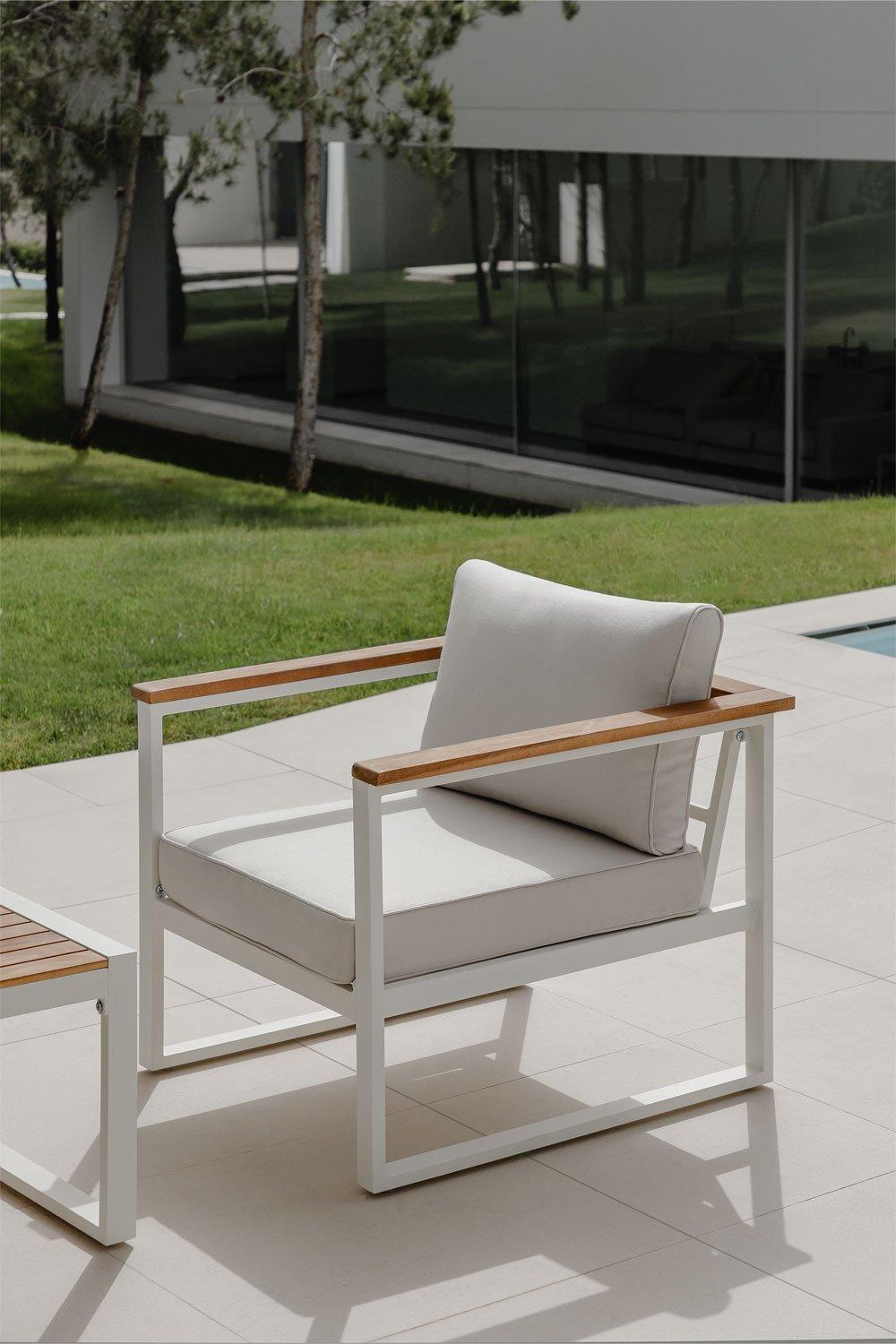 sklum Fauteuil de jardin en aluminium et bois d'acacia Lipov