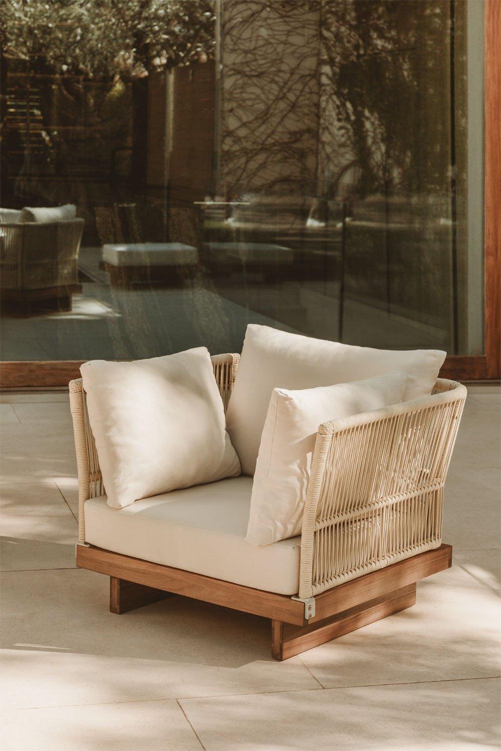 sklum Fauteuil de jardin en bois d'acacia et corde tressée Dailin