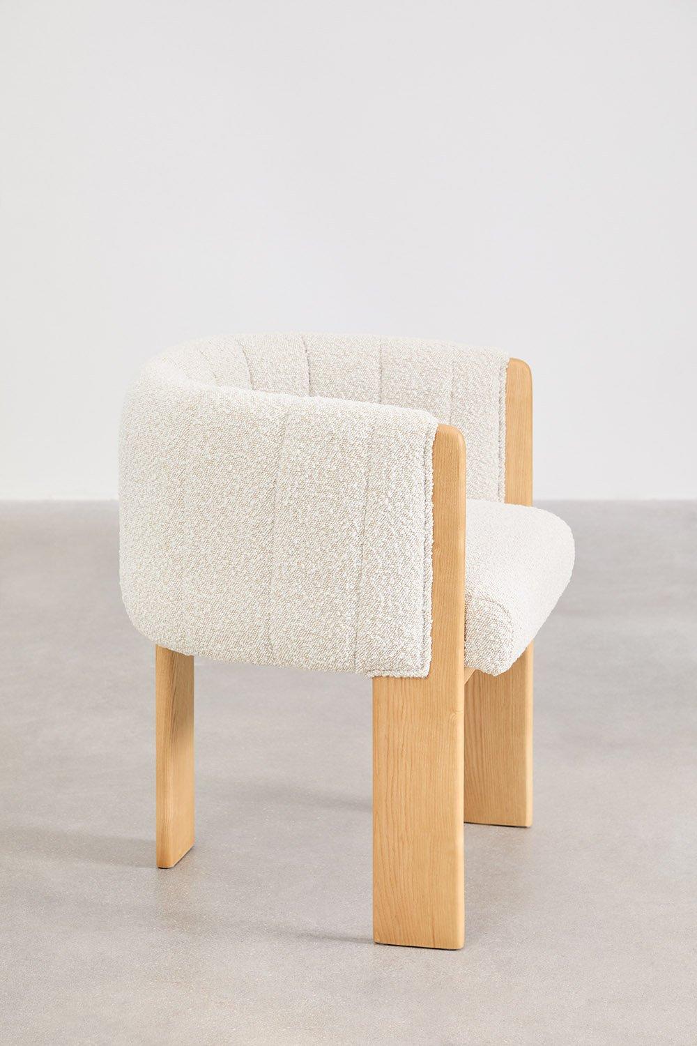 Sklum Fauteuil En Bois De Frêne Et Tissu Bouclé Leo