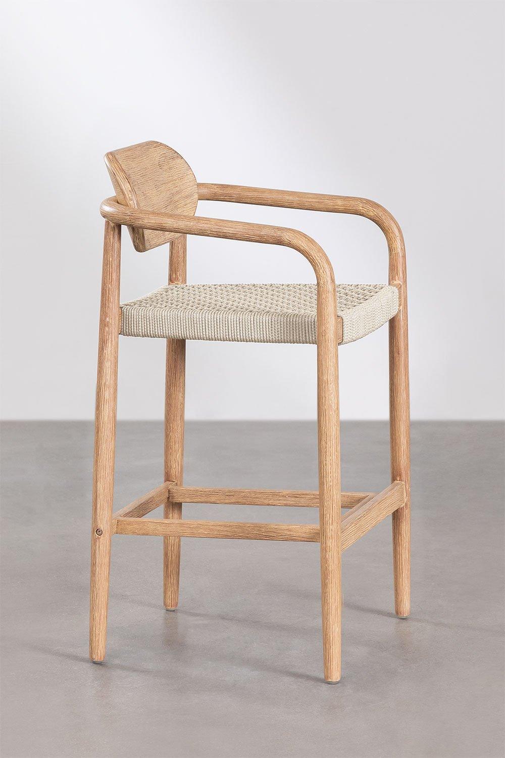 Sklum Garden High Stool 66cm Cream Beige Wooden Naele