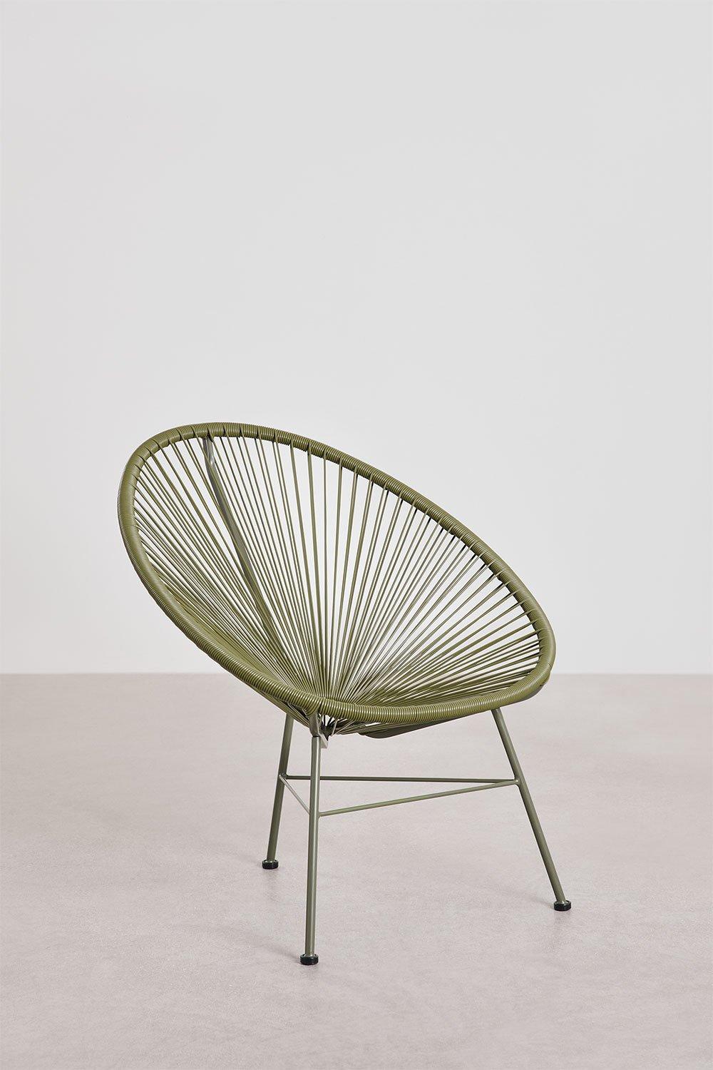 Sklum Garden Set With 2 Armchairs And Side Table In Steel And Synthetic Wicker New Acapulco