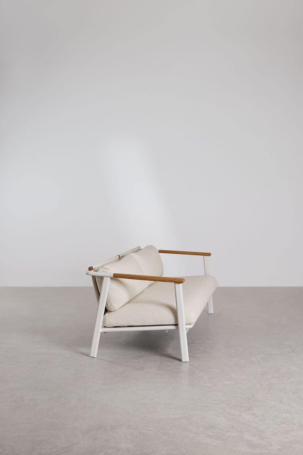 Sklum Garden Set With 2-seater Sofa In Bouclé Fabric And 2 Coffee Tables In Yervin Aluminium