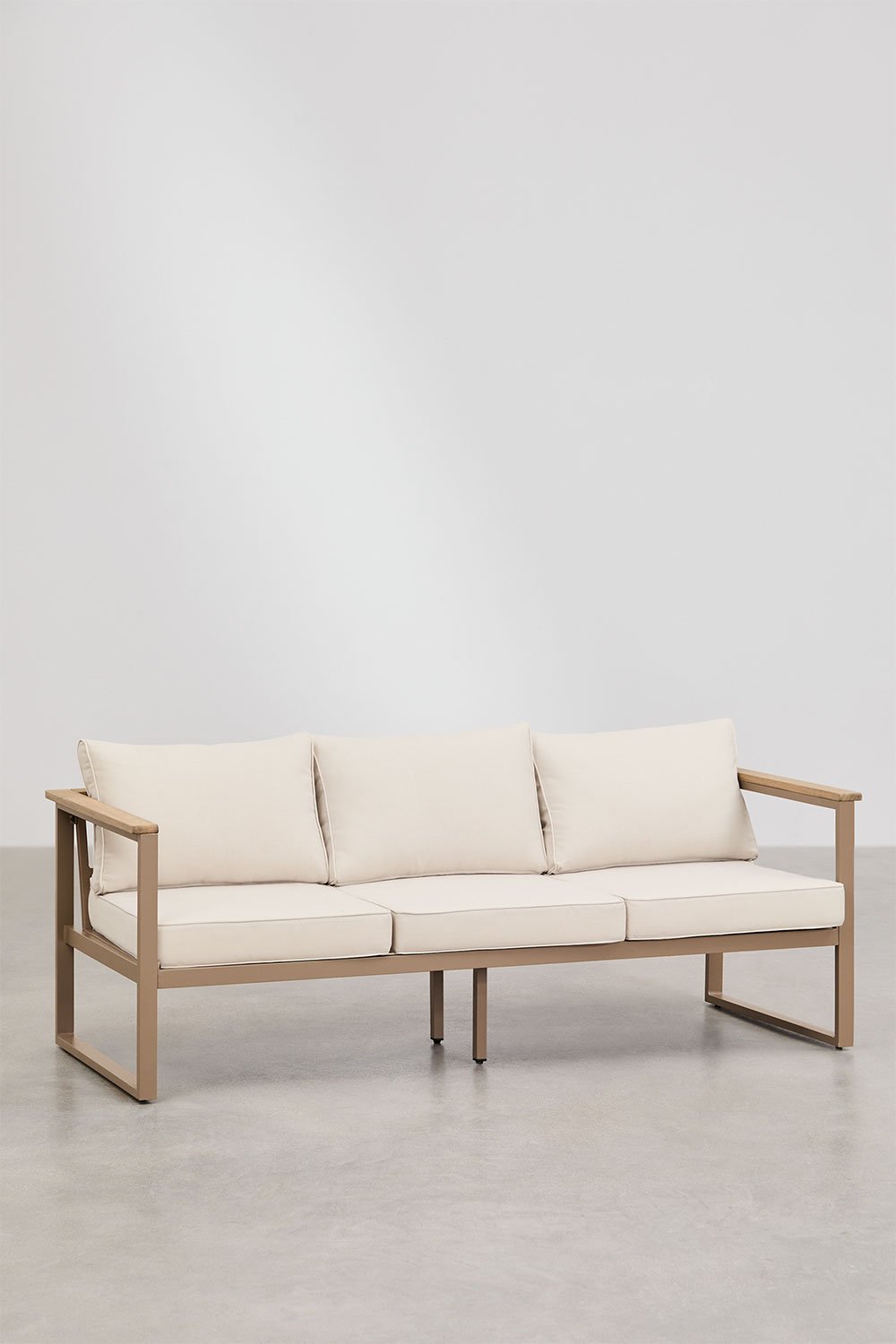 Sklum Garden Set With 3-seater Sofa 2 Armchairs And Coffee Table In Aluminium And Acacia Wood Lipov