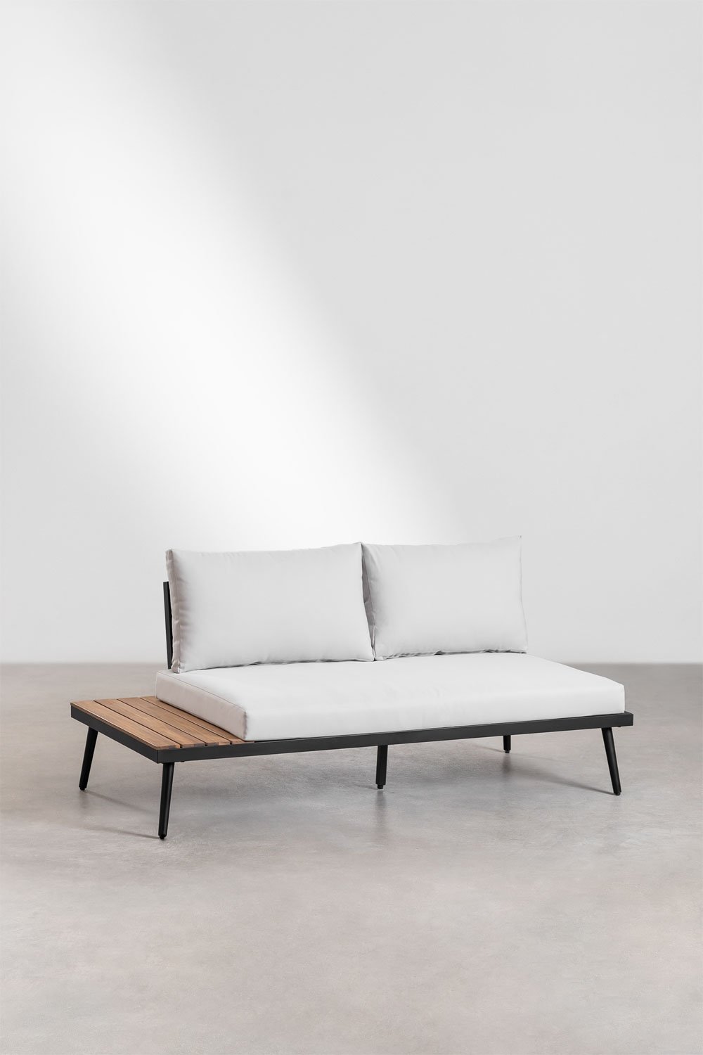 Sklum Gartenset Mit 4-Sitzer-Ecksofa Und Couchtisch Aus Aluminium Und Akazienholz Kalen
