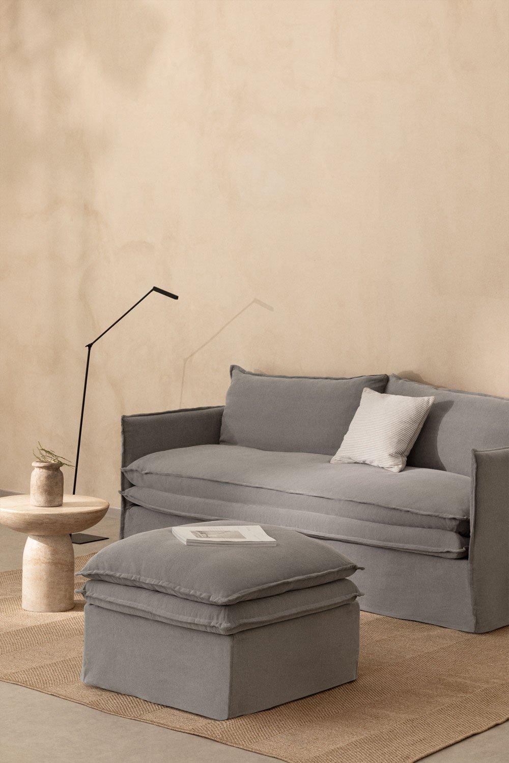 sklum Grace linen and cotton living room set with 3-seater sofa and pouf