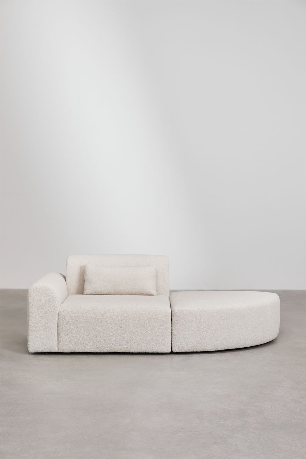 Sklum Jednoczęściowa Lewa Modułowa Sofa Narożna Z Trójkątną Pufą Z Obicia Borjan