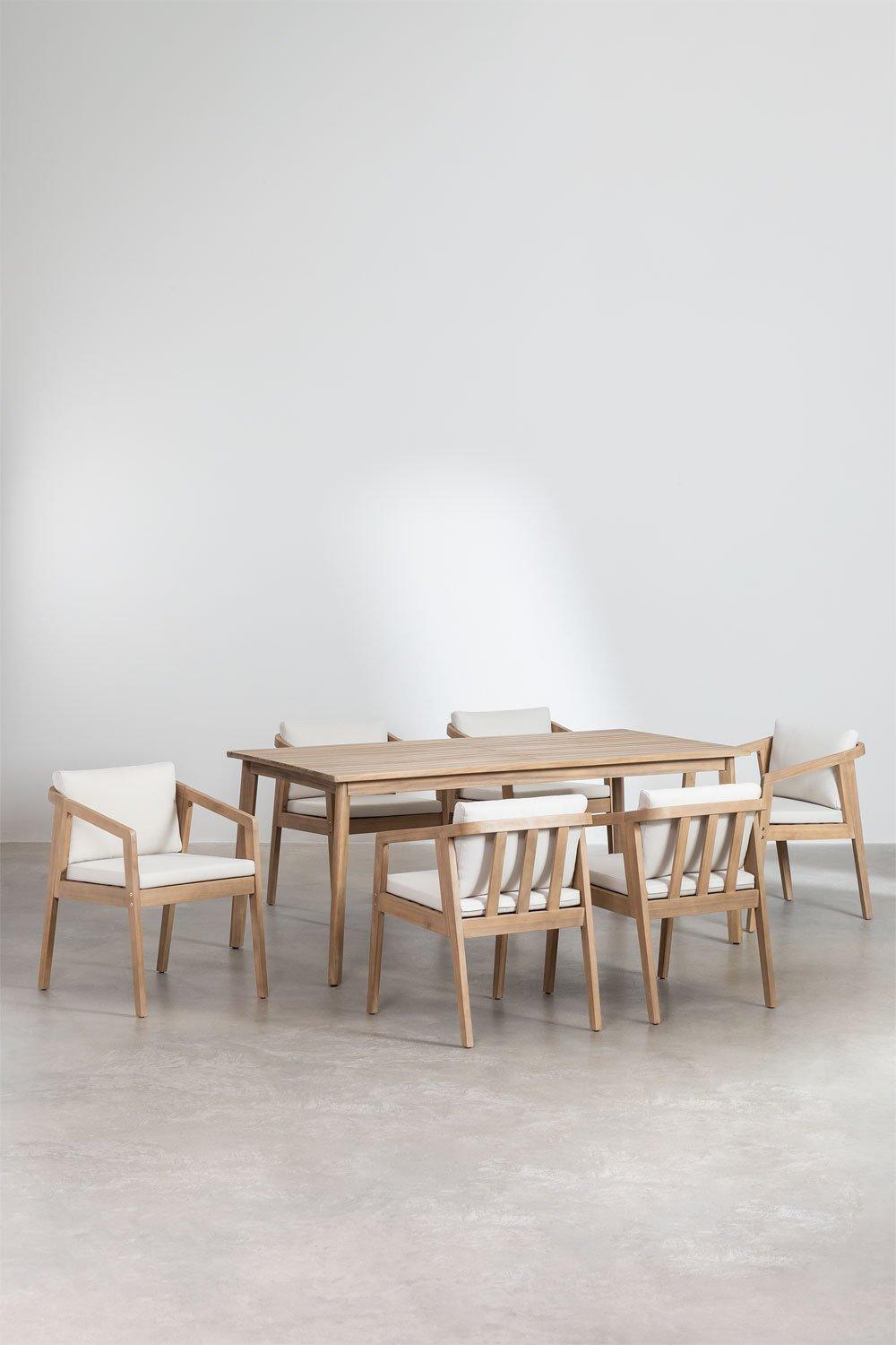 Sklum Kaela-Set Mit Rechteckigem Tisch (180 X 90 Cm) Und 6 Gartenstühlen Aus Akazienholz