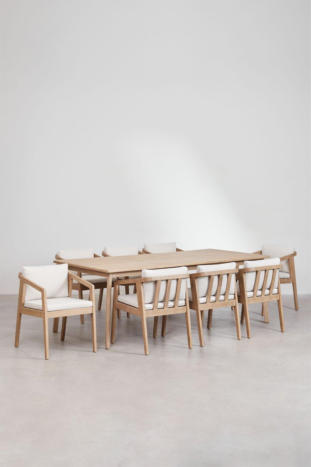 sklum Kaela-Set mit rechteckigem Tisch (220 x 100 cm) und 8 Gartenstühlen aus Akazienholz