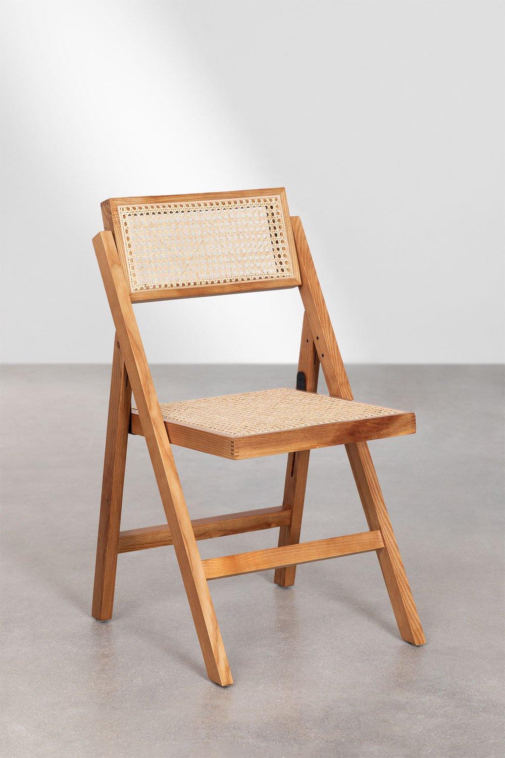 Sklum Klappbarer Esszimmerstuhl Dallas Aus Eschenholz Und Rattan