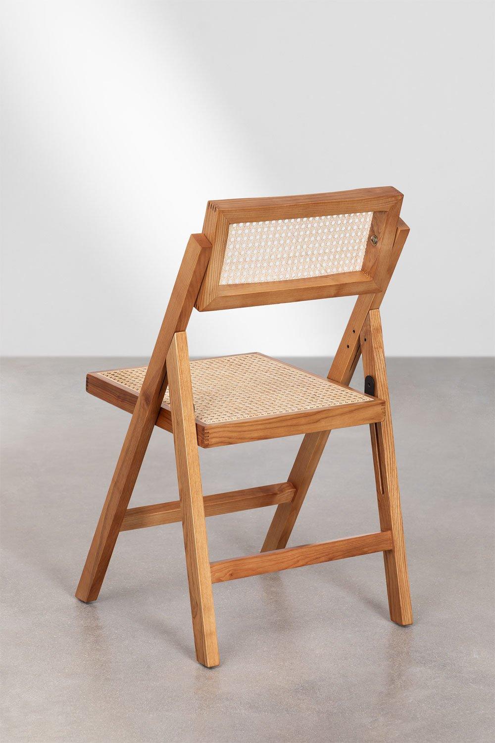 Sklum Klappbarer Esszimmerstuhl Dallas Aus Eschenholz Und Rattan