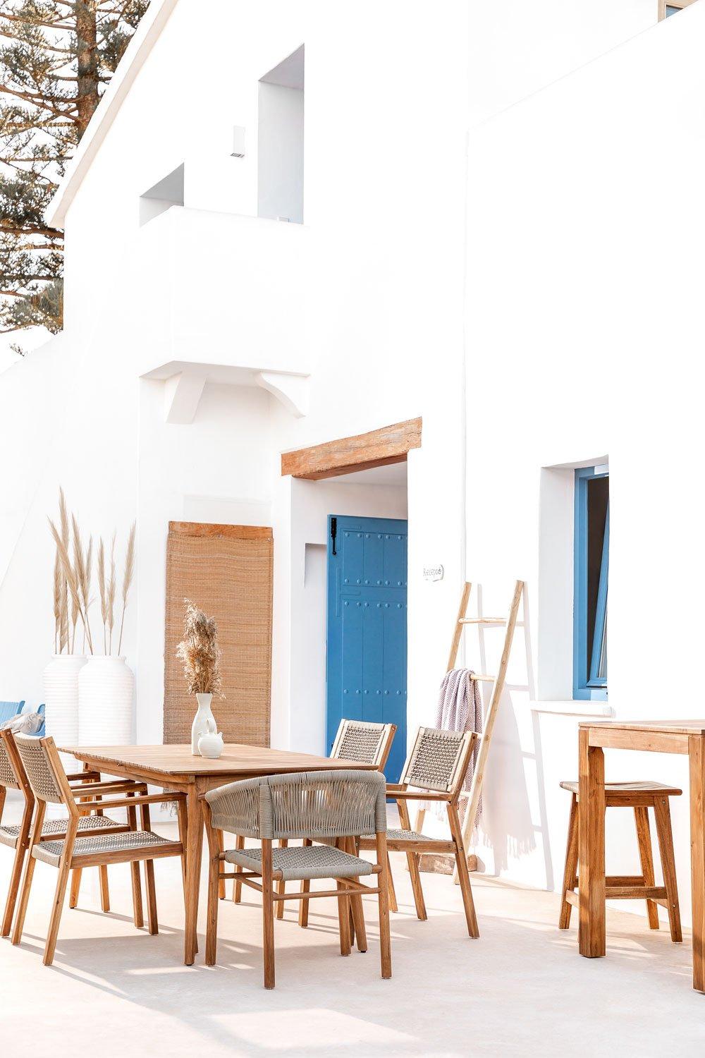 Sklum Klasyczny Fotel Ogrodowy Tenay Z Podłokietnikami Z Drewna Akacjowego I Plecionej Liny