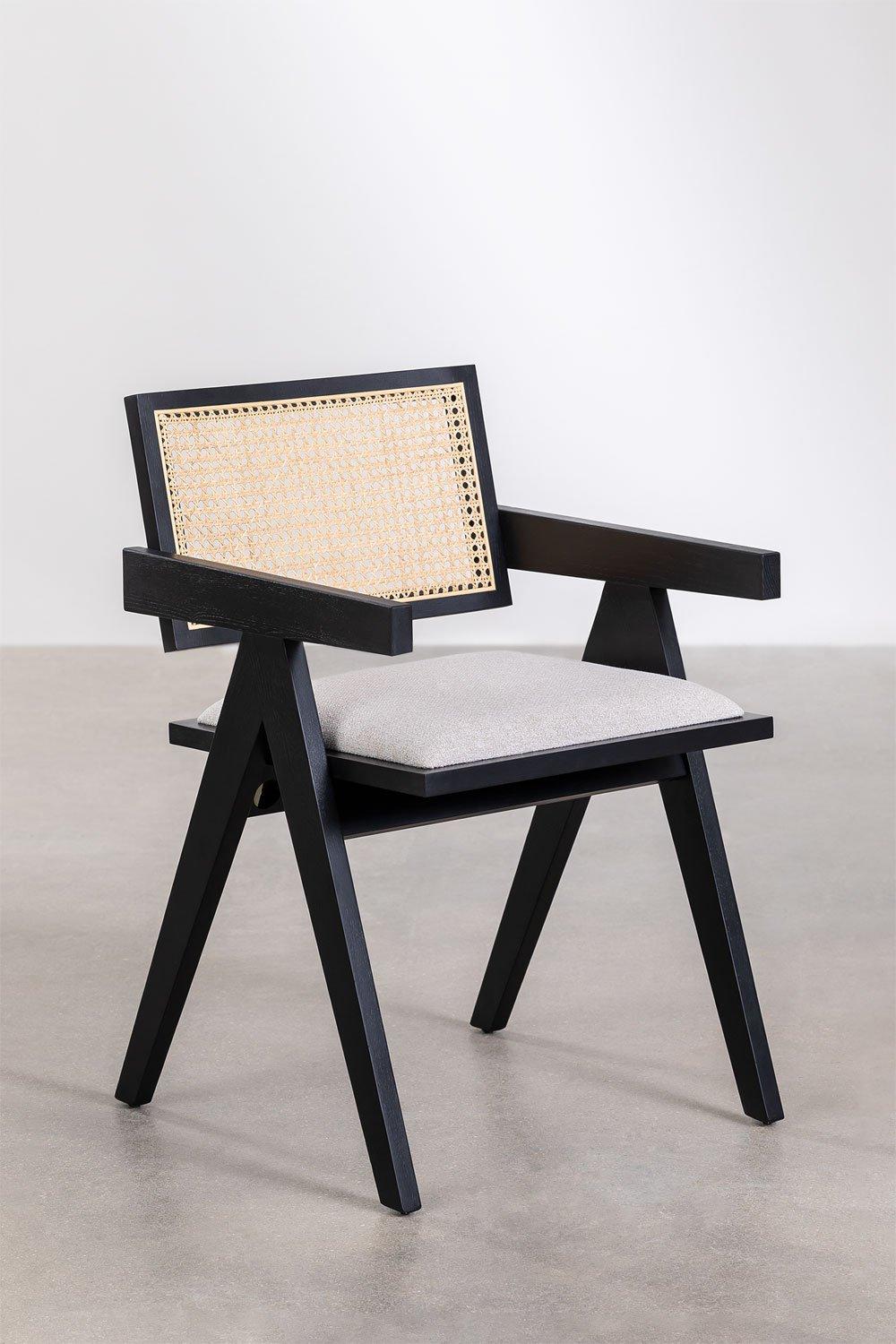 Sklum Lali Upholstered Ash Wood Dining Chair With Armrests