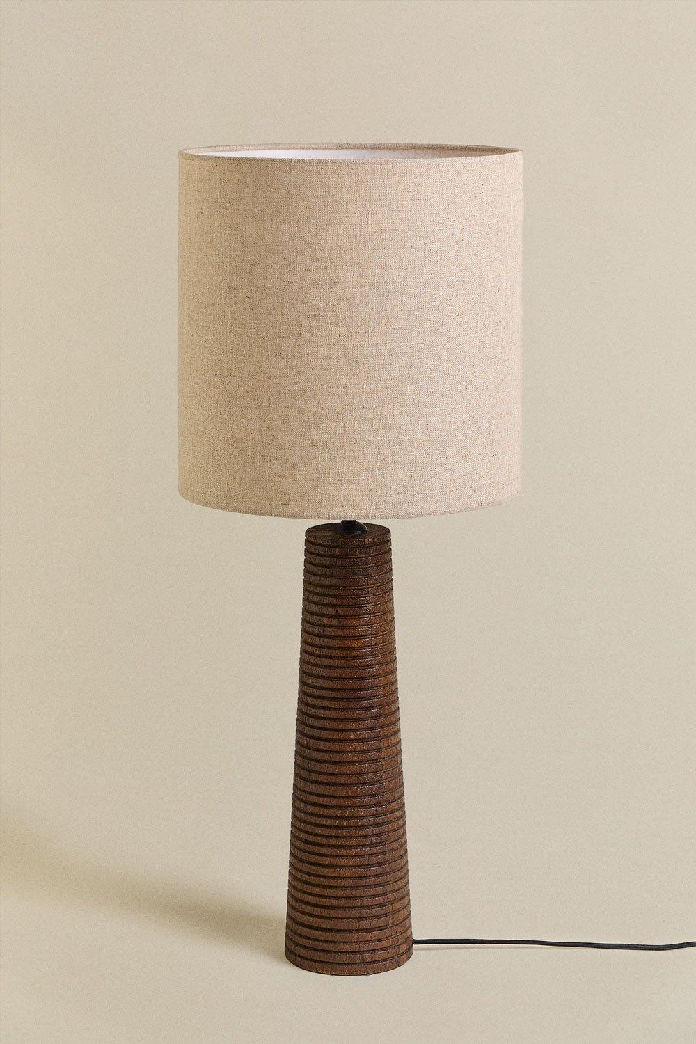 Sklum Lampa Stołowa ↑75 Cm Z Drewna Mango I Lnu Sirmione