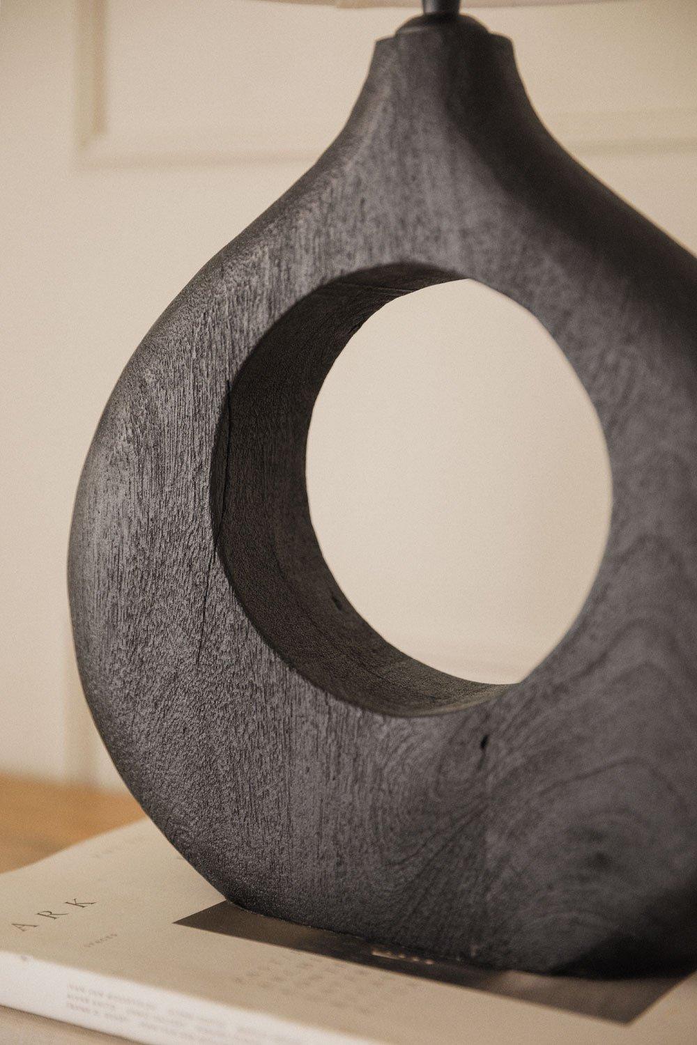 Sklum Lámpara De Mesa En Madera De Mango Y Lino Lavaux