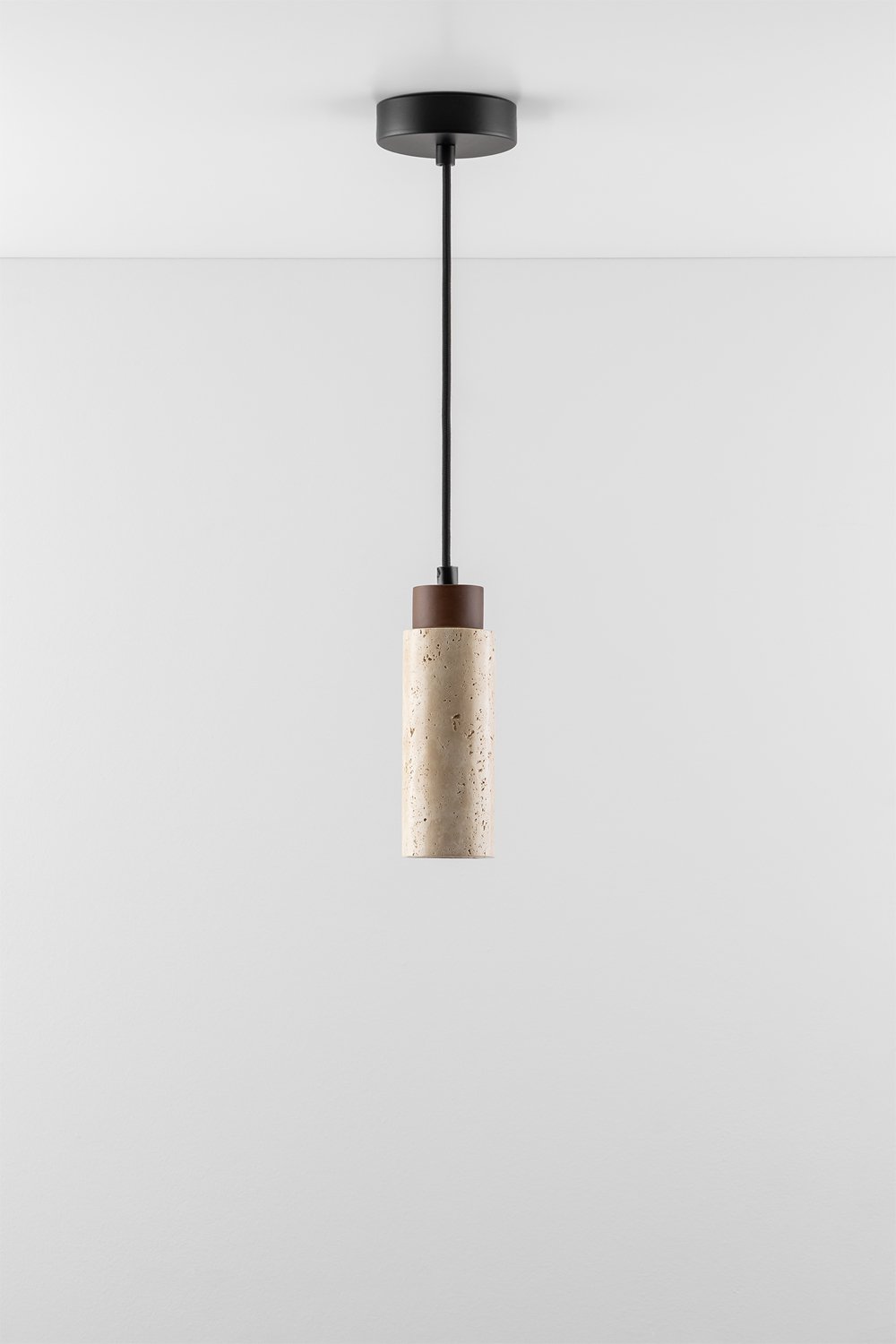 Sklum Lámpara De Techo En Travertino Y Madera (Ø6 5 Cm) Davise