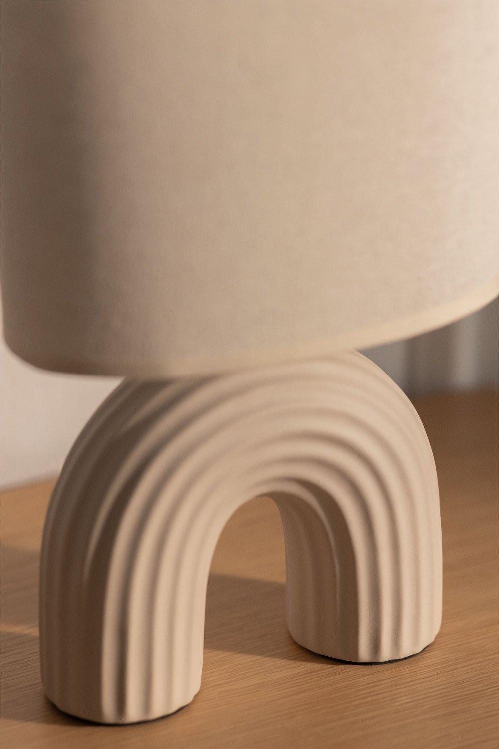 Sklum Lampe De Table En Céramique Et Lin Soliva 30 Cm