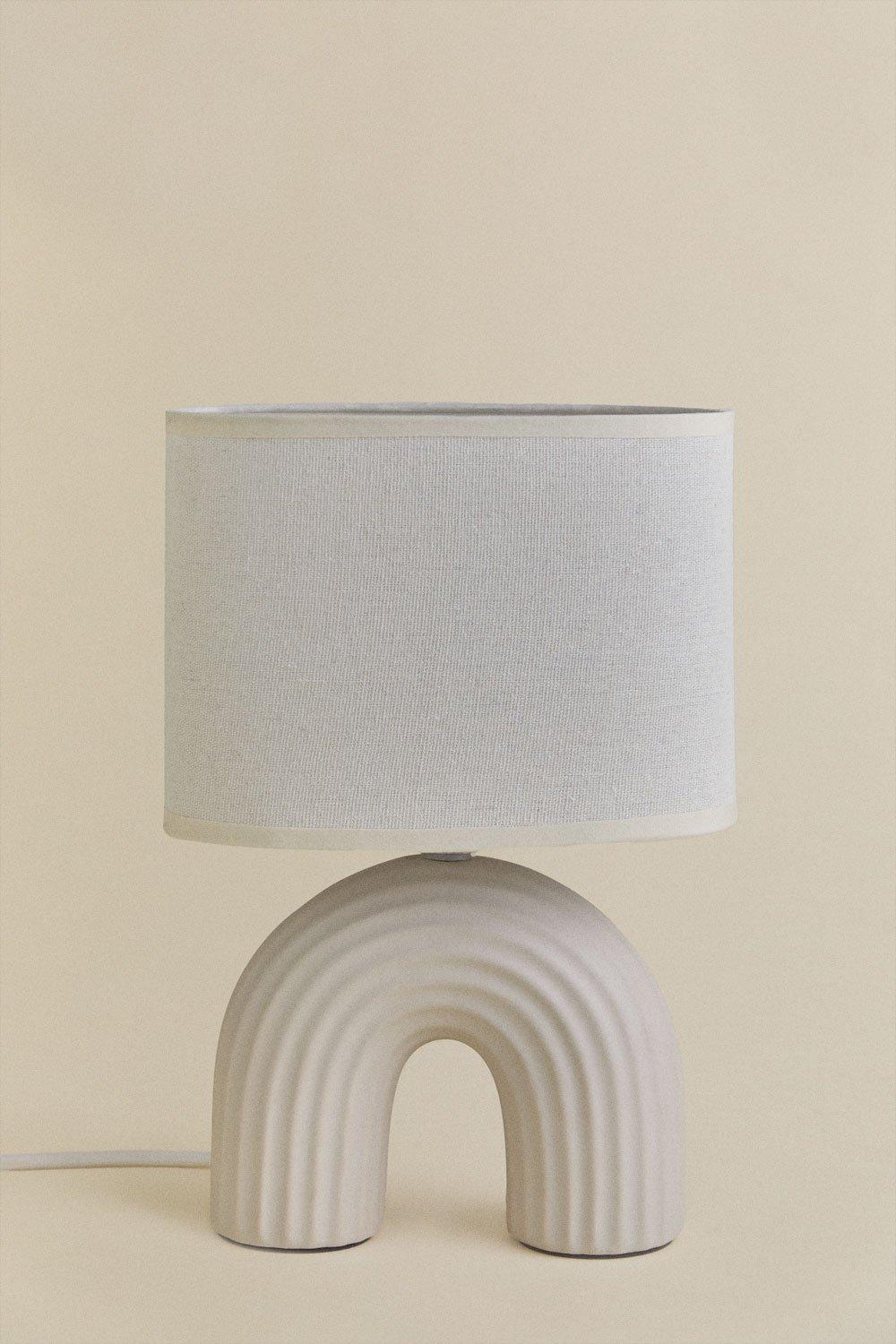 Sklum Lampe De Table En Céramique Et Lin Soliva 30 Cm