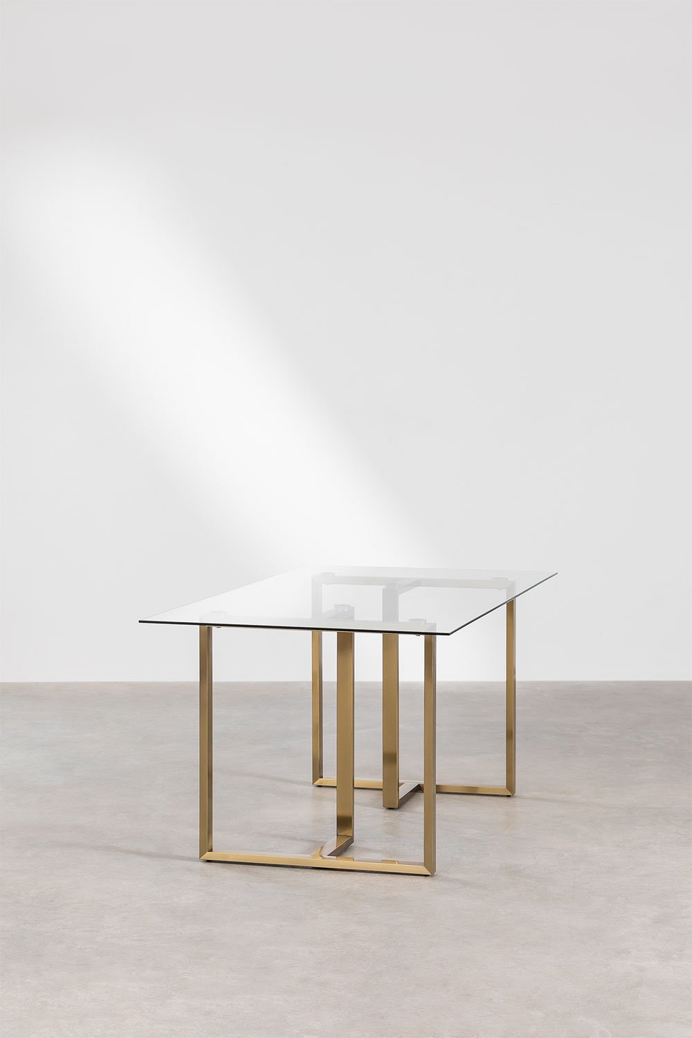 Sklum Lesley Glass & Steel Rectangular Dining Table (180x90 Cm)