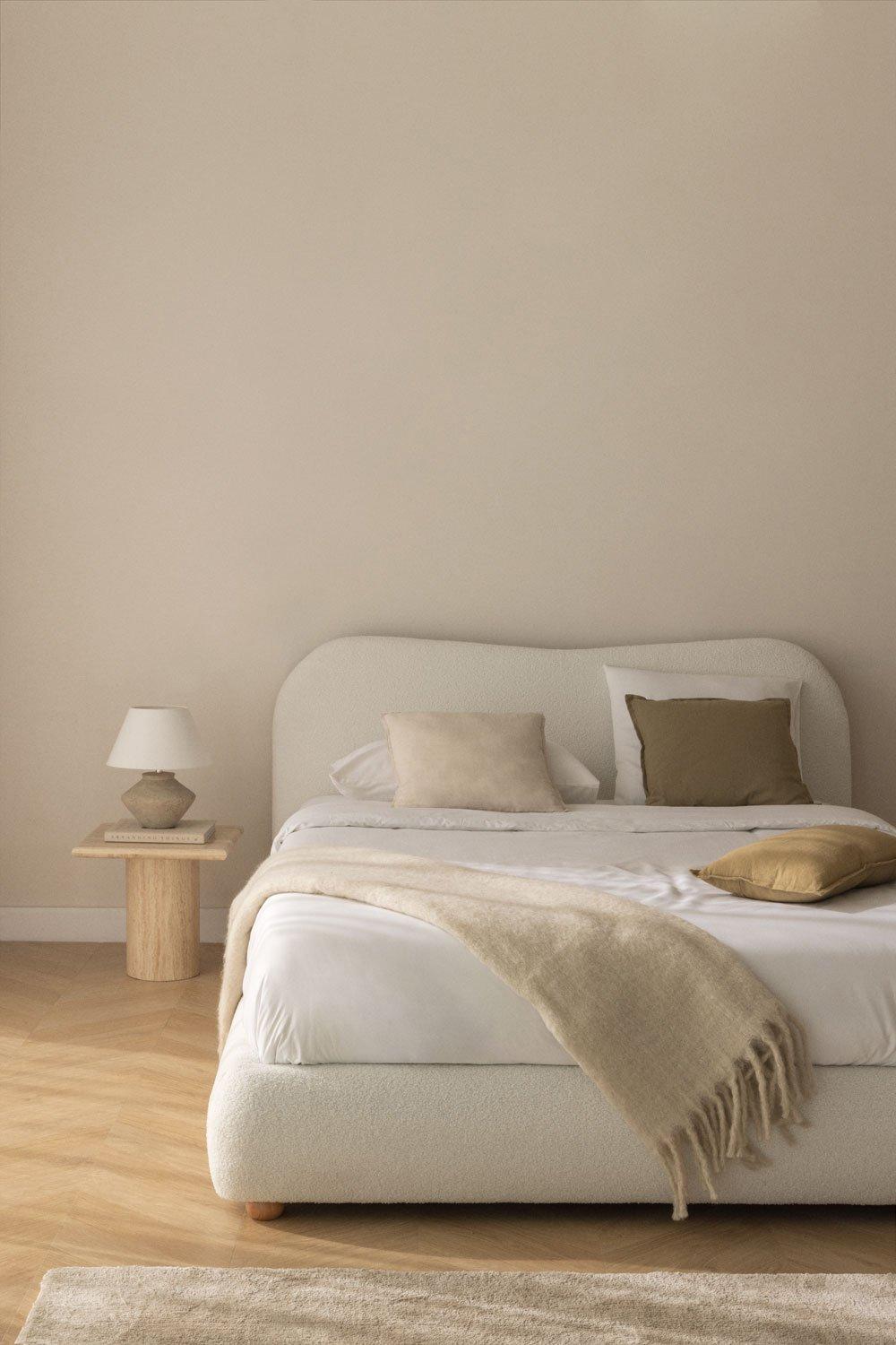 sklum Lit avec coffre de rangement pour matelas 135x190cm en molleton Winselet