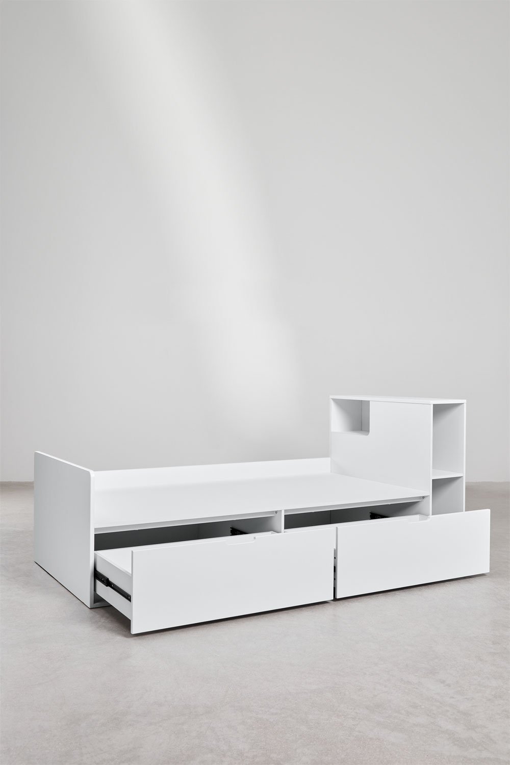Sklum Lit Pour Matelas 90 Cm Avec 2 Tiroirs Et Rangement Janete
