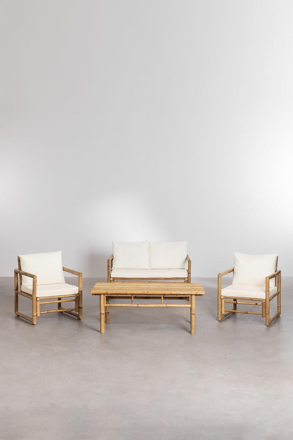 Sklum Livayna Bamboo Garden Set With 2-Seater Sofa 2 Armchairs And Coffee Table