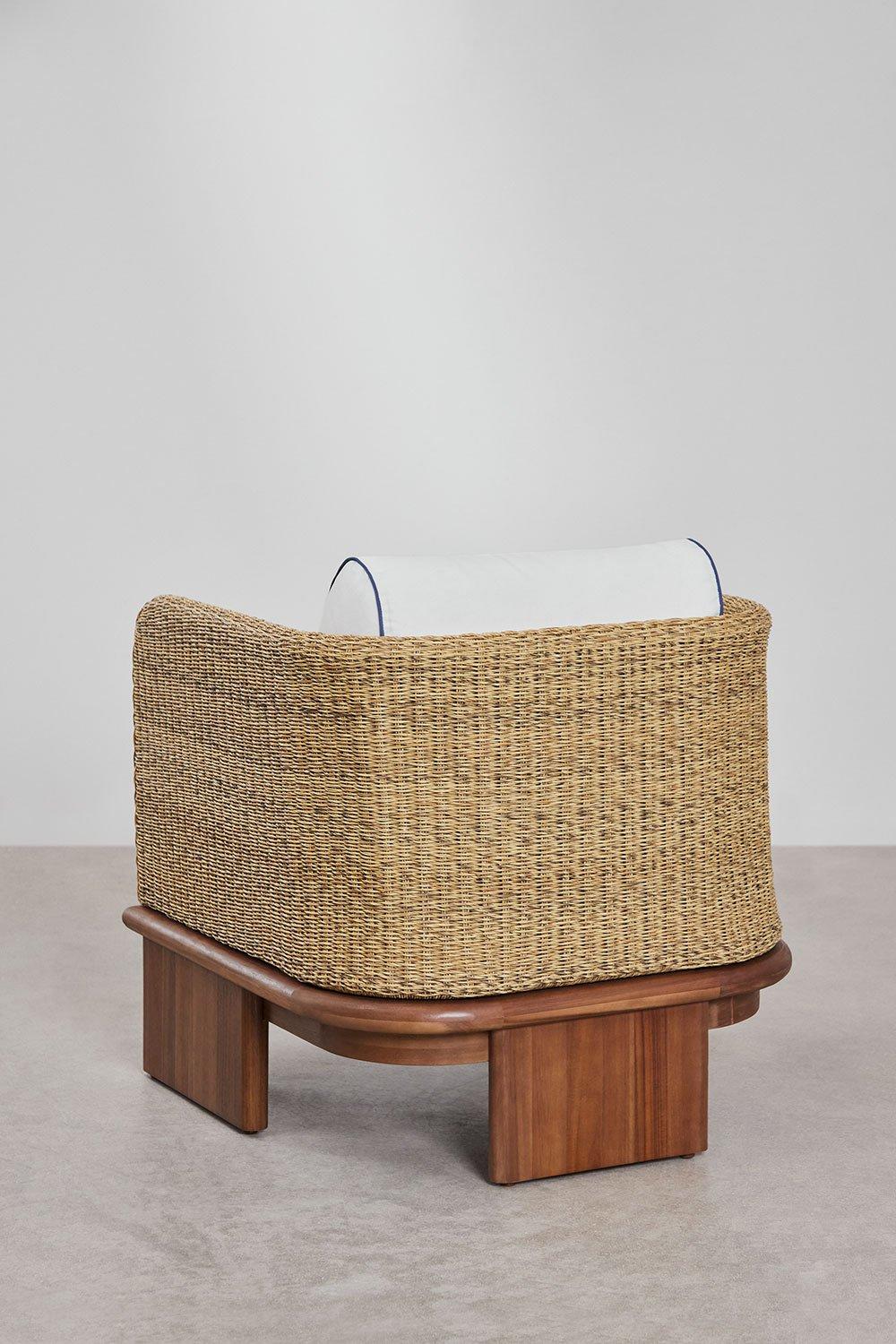 Sklum Living Room Set With 2 Armchairs And 2 Coffee Tables In Rattan And Acacia Wood Famara