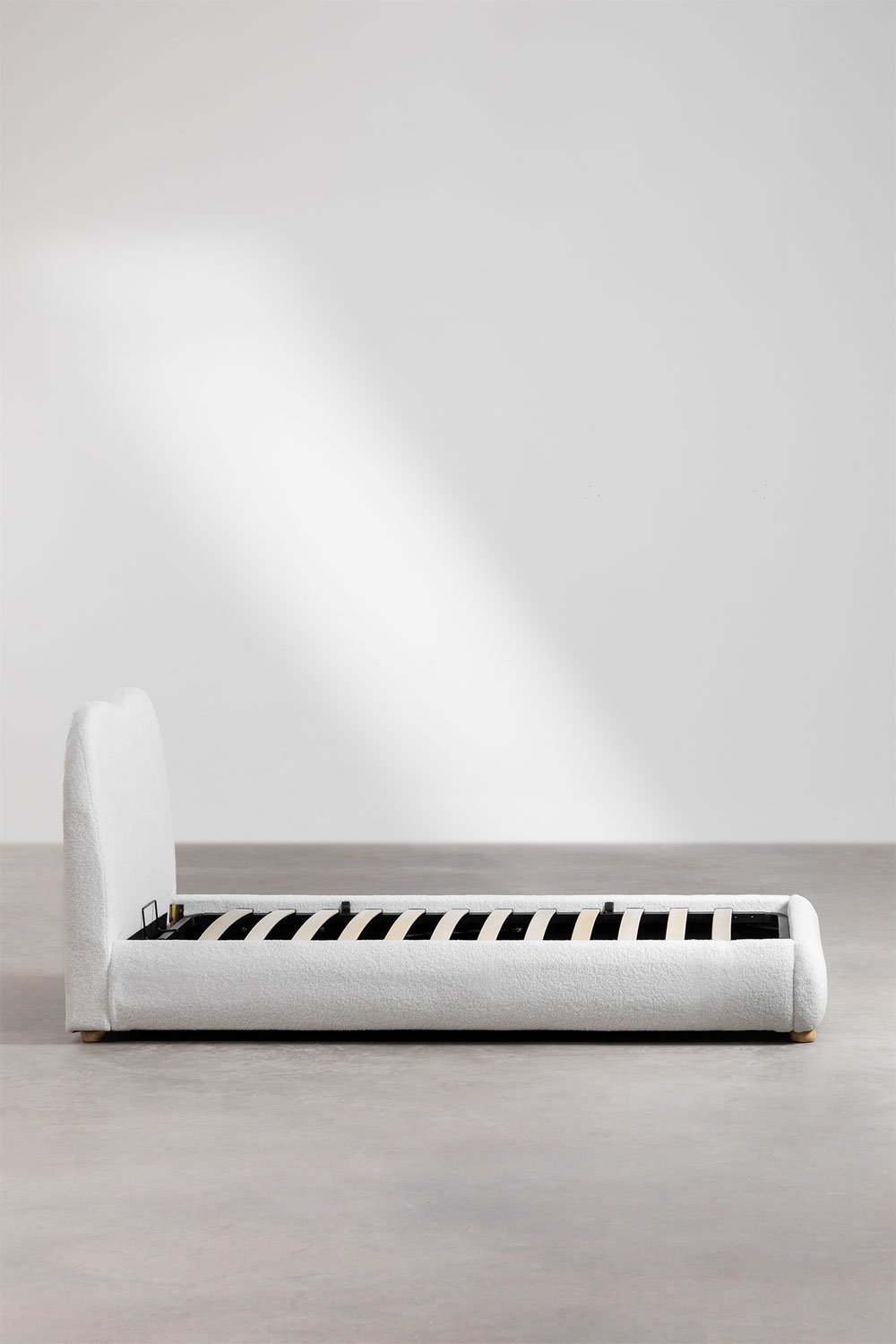 Sklum Łóżko Z Pojemnikiem Do Materaca 90x190cm Tkanina Bouclé Winselet