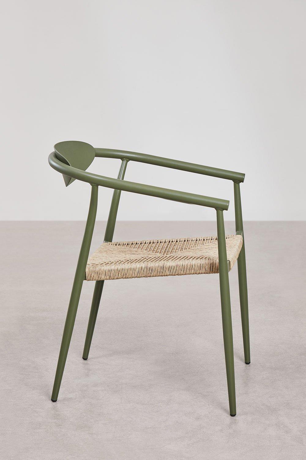 Sklum Marsha Stackable Garden Chair With Armrests In Aluminum And Synthetic Rattan