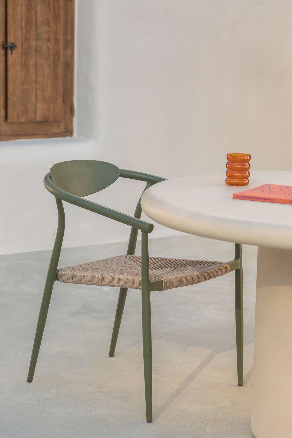 sklum Marsha Stapelbare Tuinstoel met Armleuningen in Aluminium en Synthetisch Rotan