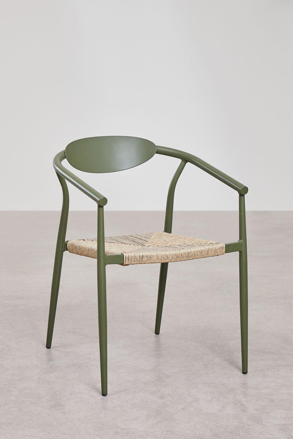 Sklum Marsha Stapelbarer Gartenstuhl Mit Armlehnen Aus Aluminium Und Synthetischem Rattan