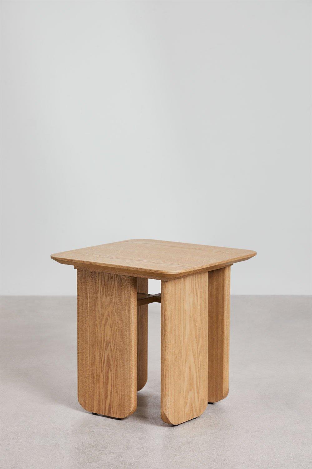 Sklum Mesa Auxiliar Cuadrada 50x50 Cm En MDF Y Chapa De Fresno Ginger