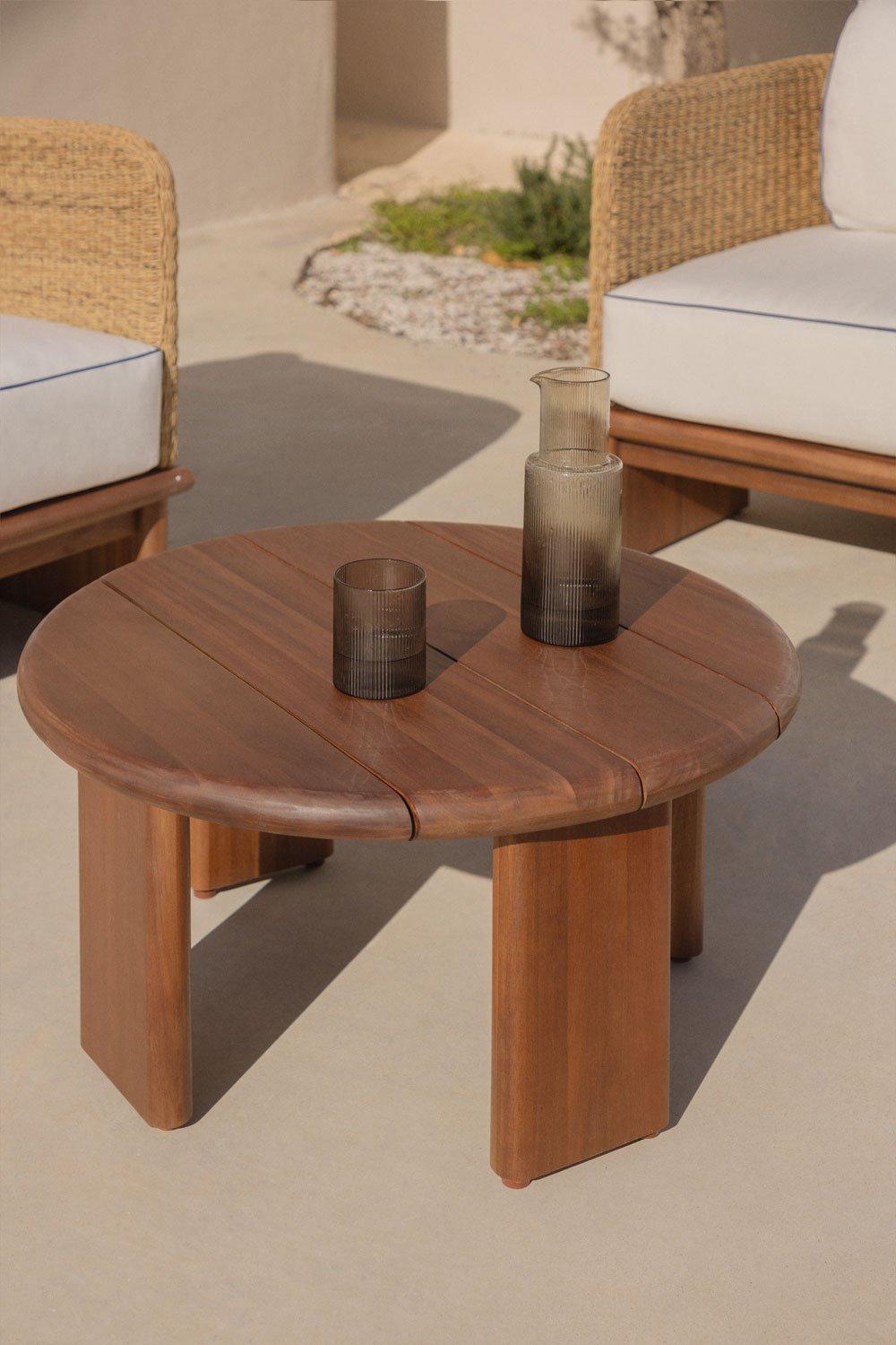 sklum Mesa auxiliar para jardim redonda Ø70 cm em madeira de acácia Famara