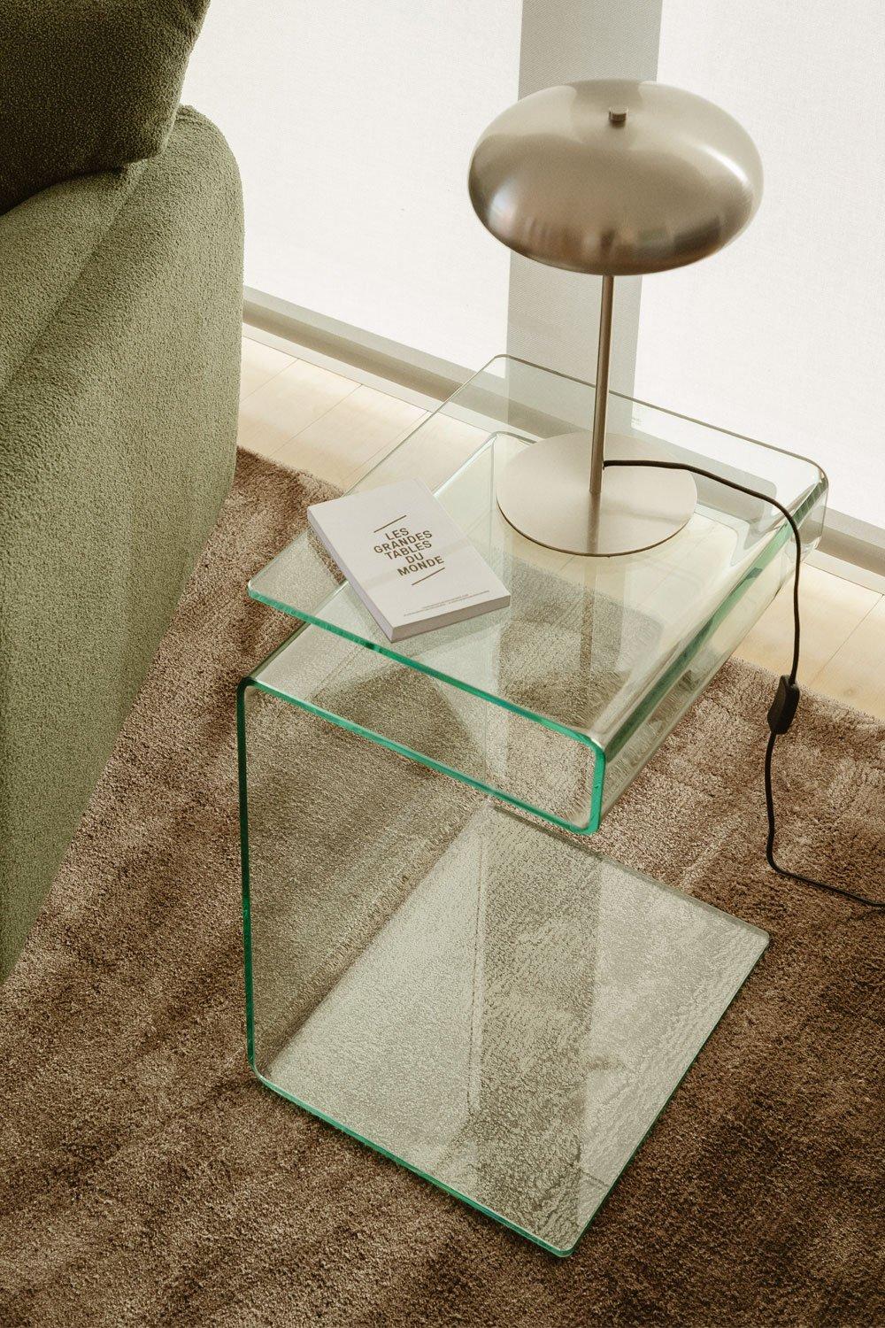 sklum Mesa auxiliar rectangular 40x35 cm en cristal templado Diora