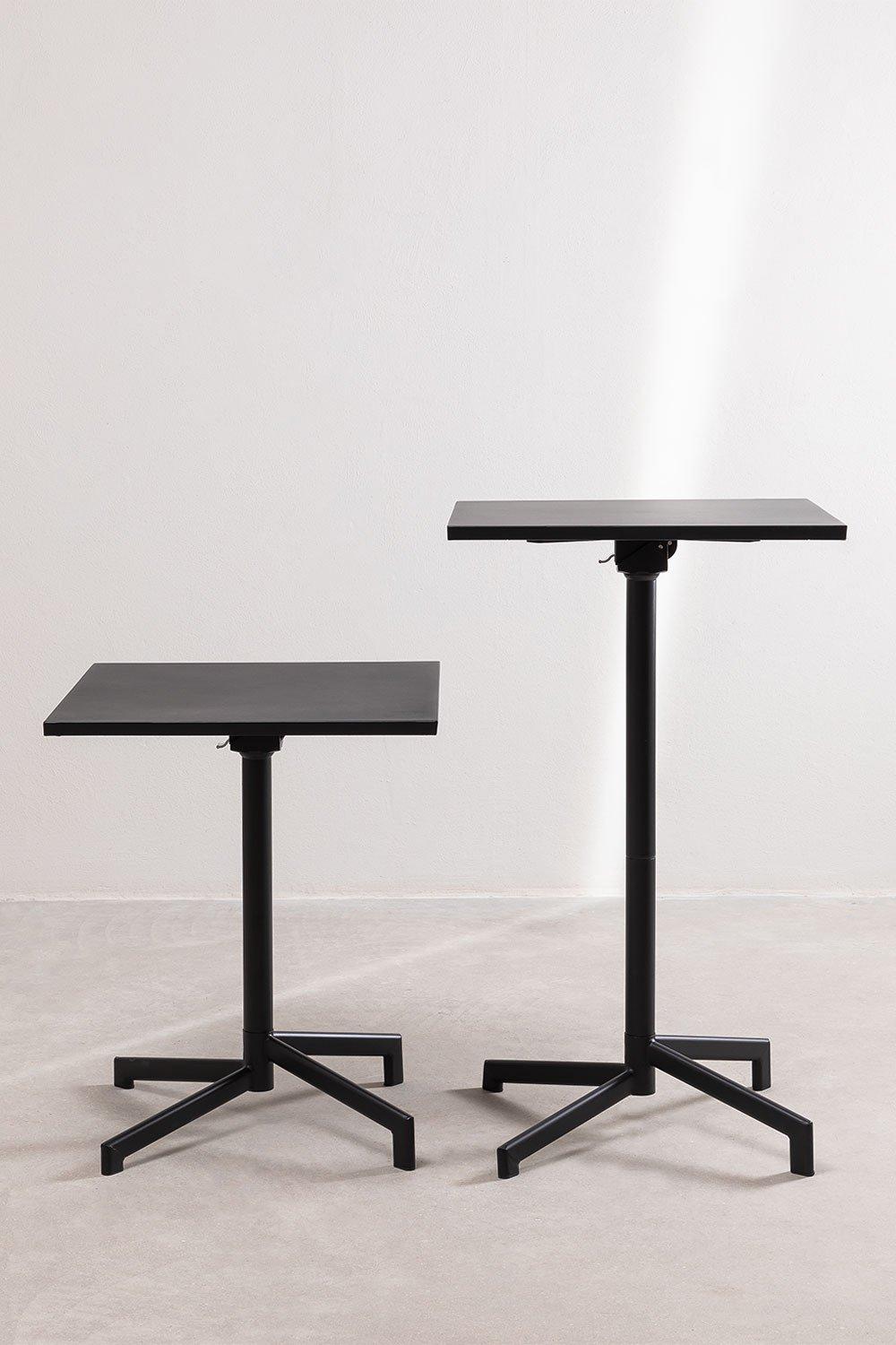 Sklum Mesa De Bar Cuadrada 60x60 Cm Plegable Y Convertible En 2 Alturas En Acero Dely