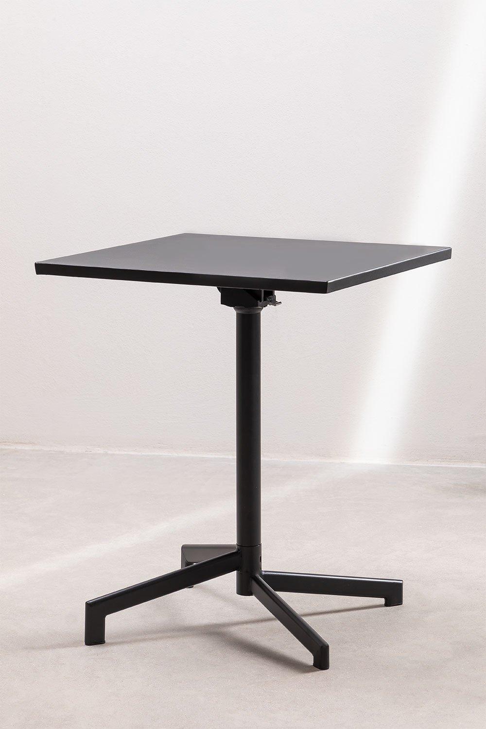Sklum Mesa De Bar Cuadrada 60x60 Cm Plegable Y Convertible En 2 Alturas En Acero Dely