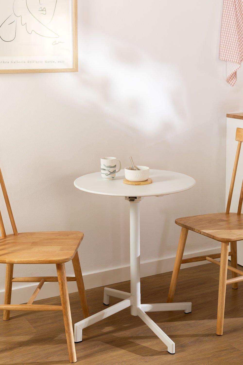 Sklum Mesa De Bar Redonda Ø60 Cm Dobrável E Conversível Em 2 Alturas Em Aço Dely