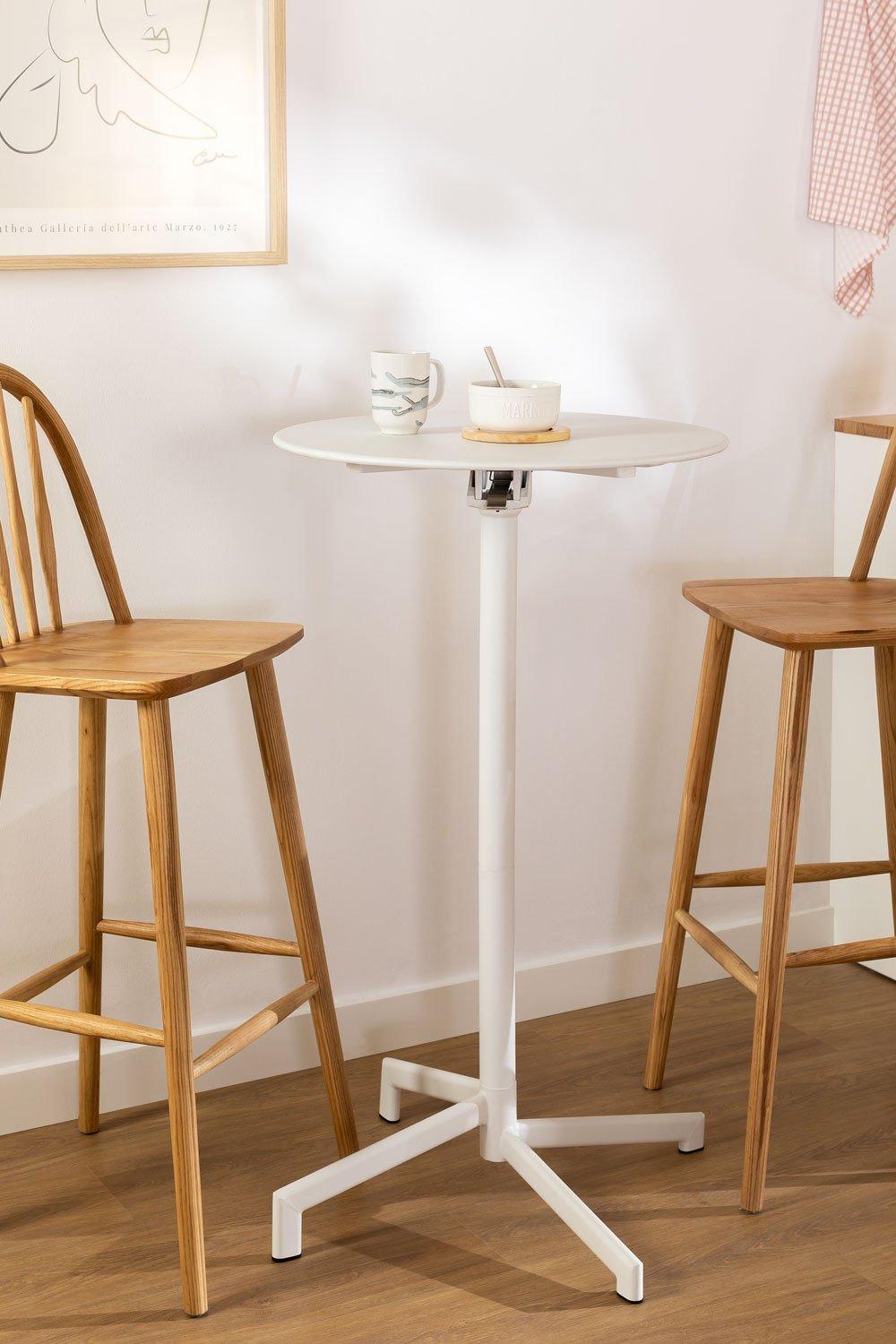 sklum Mesa de bar redonda Ø60 cm dobrável e conversível em 2 alturas em aço Dely