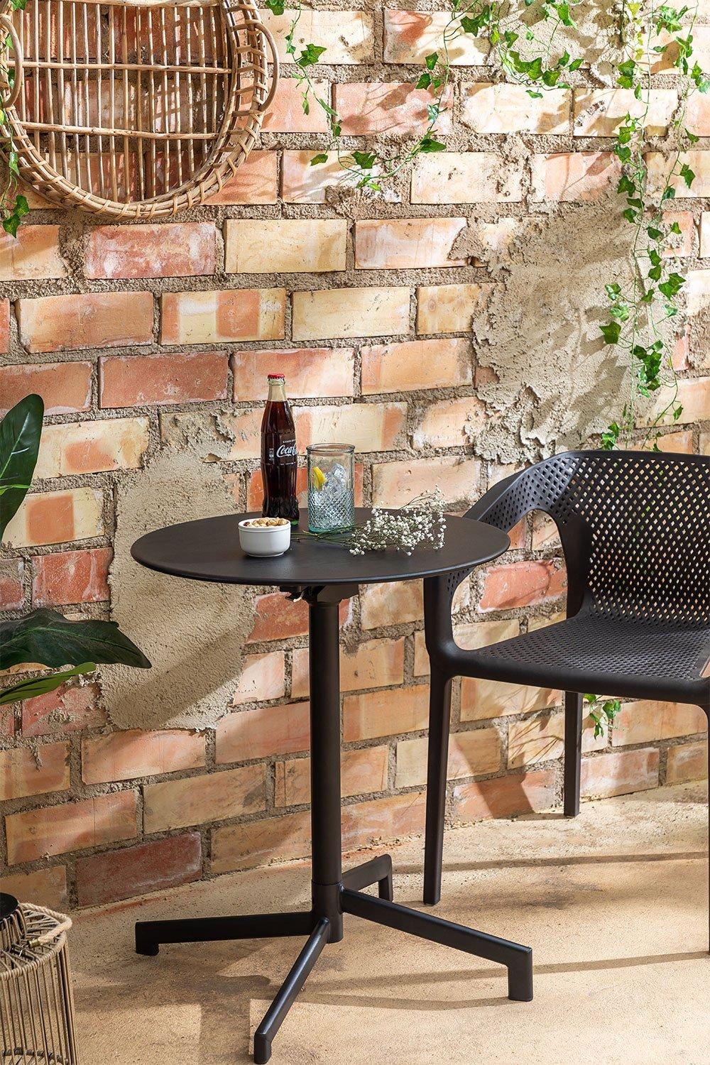Sklum Mesa De Bar Redonda Ø60 Cm Plegable Y Convertible En 2 Alturas En Acero Dely